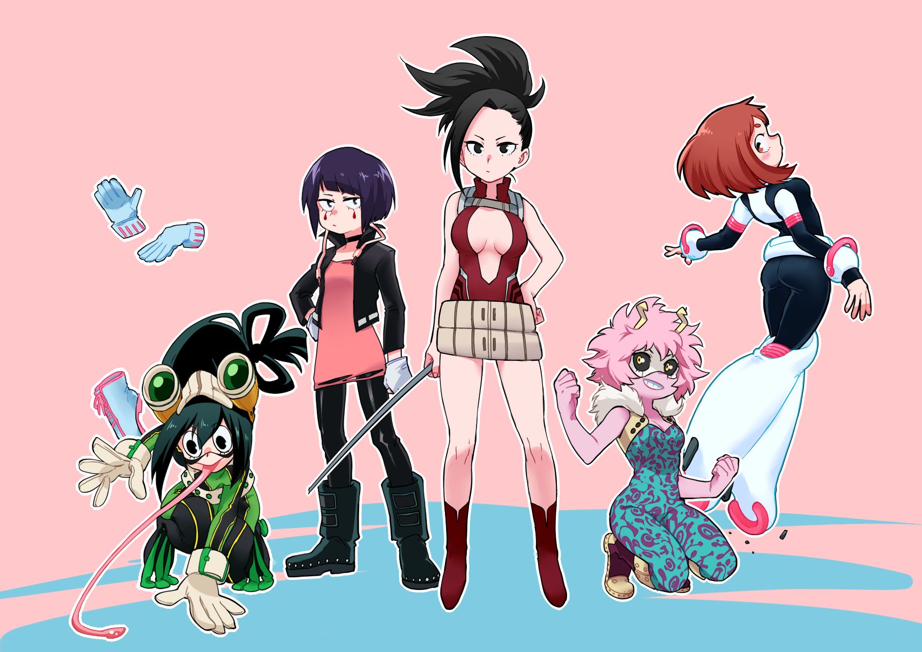 Download mobile wallpaper Anime, My Hero Academia, Ochaco Uraraka, Mina Ashido, Momo Yaoyorozu, Kyōka Jirō, Tooru Hagakure, Tsuyu Asui for free.