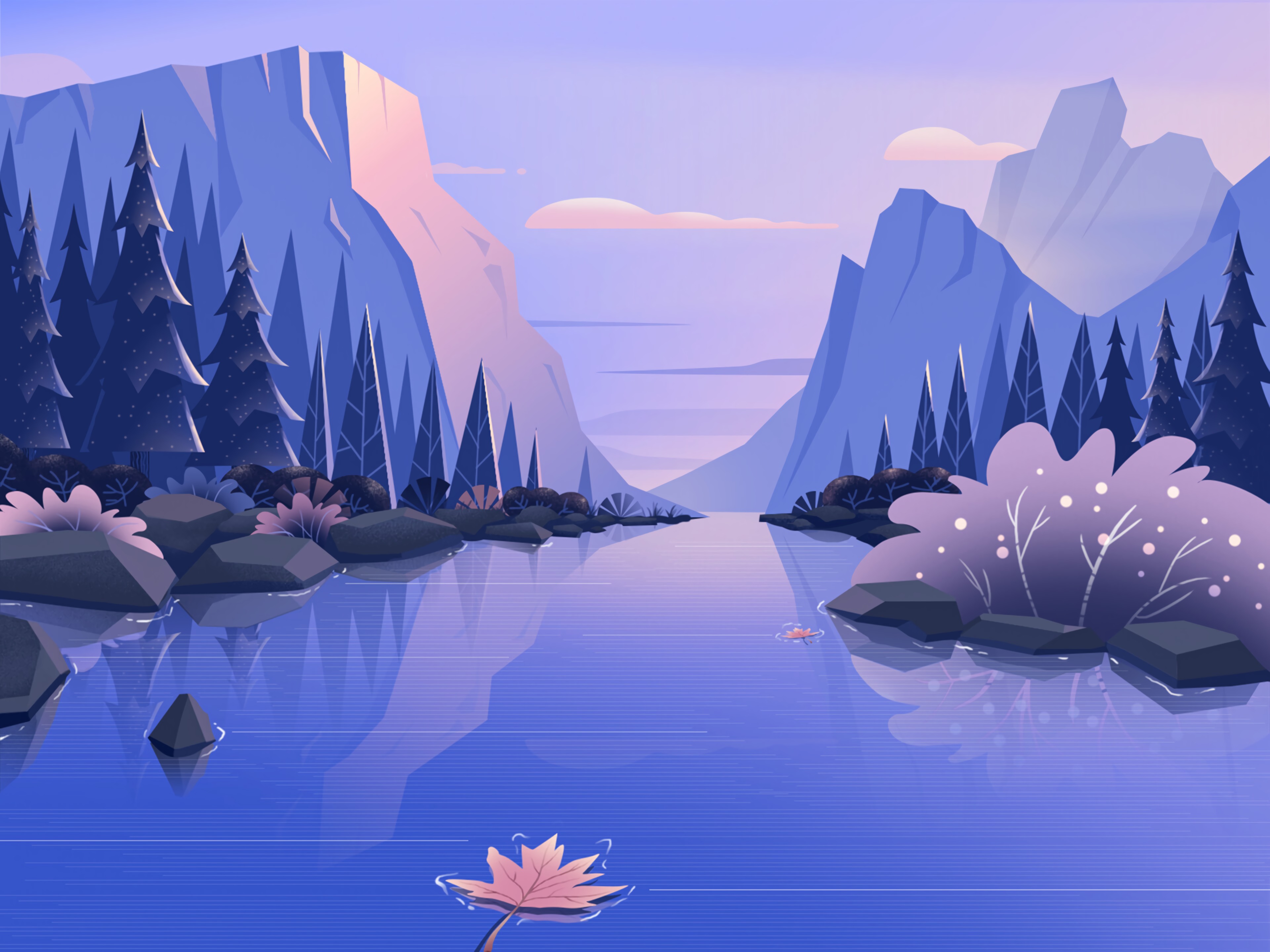 Free download wallpaper Mountains, Nature, Rivers, Art, Landscape on your PC desktop