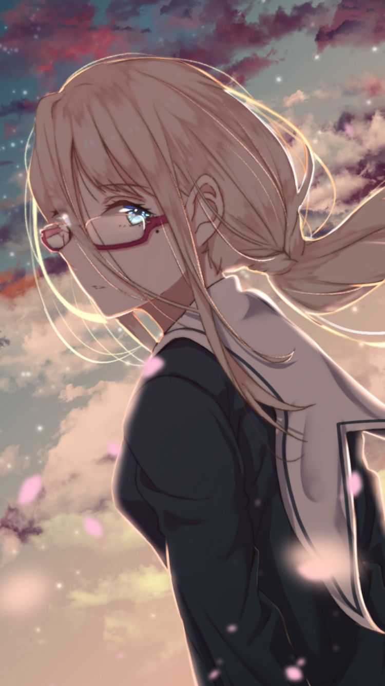 Handy-Wallpaper Blond, Brille, Blaue Augen, Original, Blondinen, Animes kostenlos herunterladen.