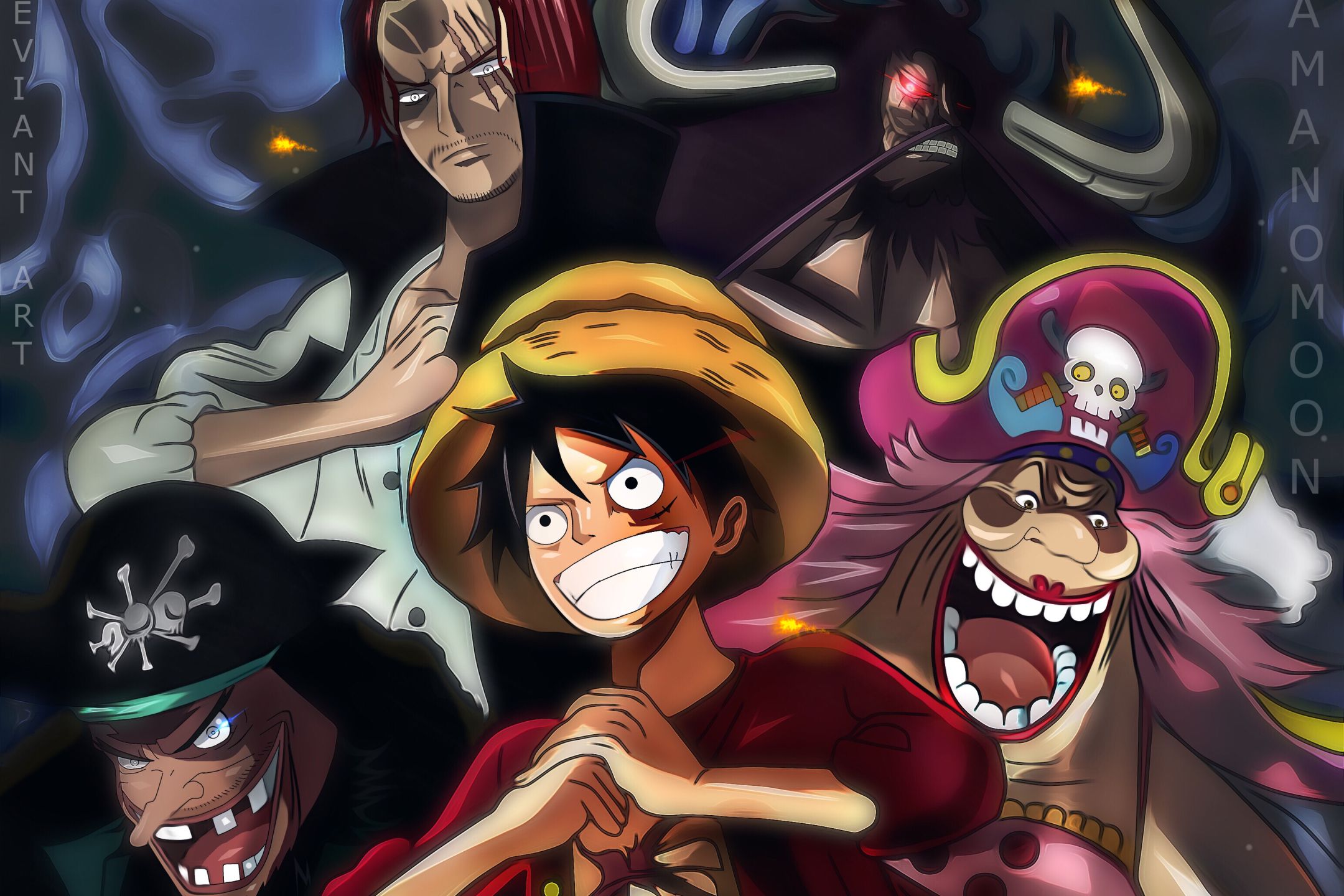 Download mobile wallpaper Anime, One Piece, Monkey D Luffy, Shanks (One Piece), Marshall D Teach, Kaido (One Piece), Charlotte Linlin for free.