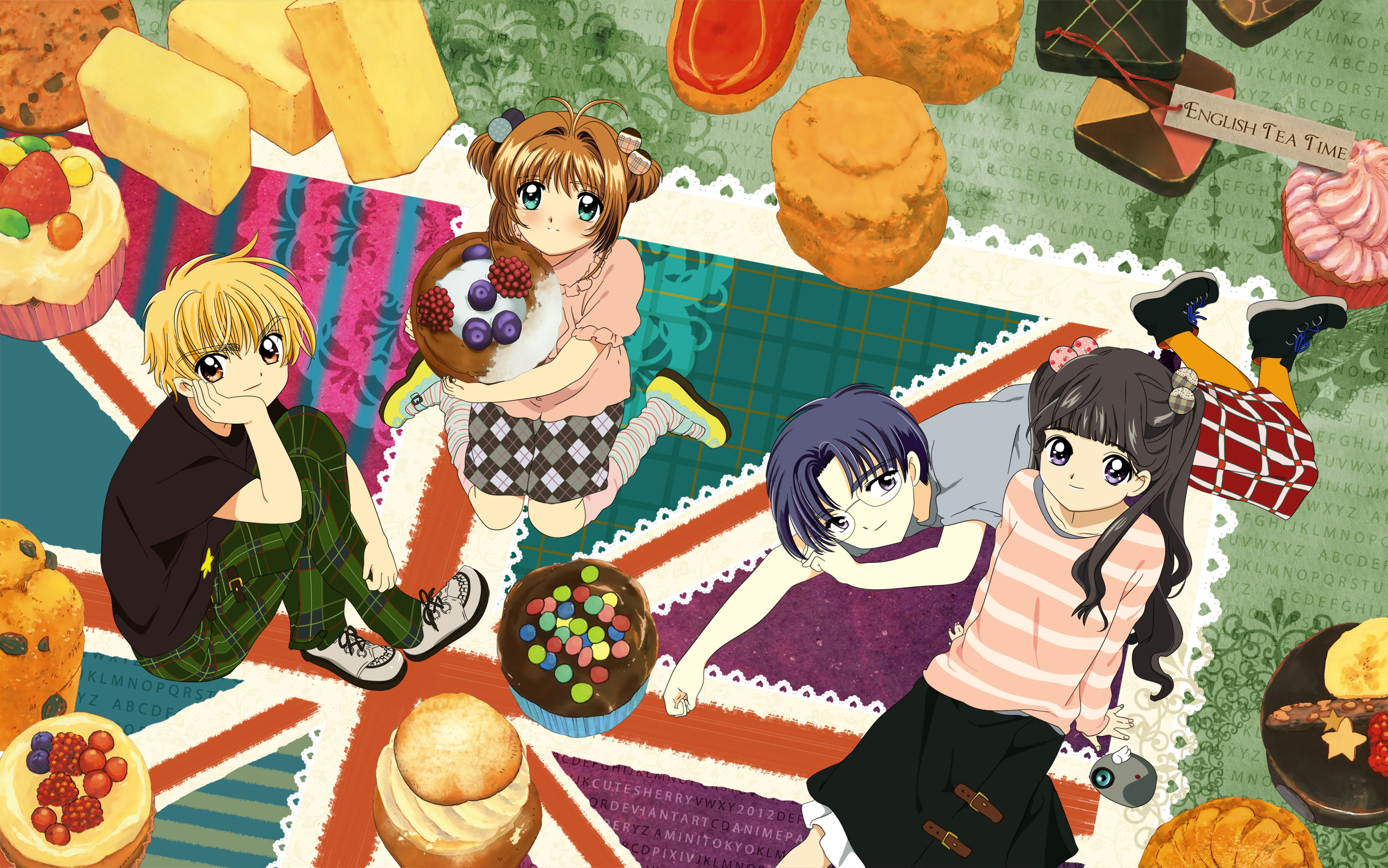 Laden Sie das Animes, Kadokyaputa Sakura, Sakura Kinomoto, Syaoran Li, Tomoyo Daidouji-Bild kostenlos auf Ihren PC-Desktop herunter