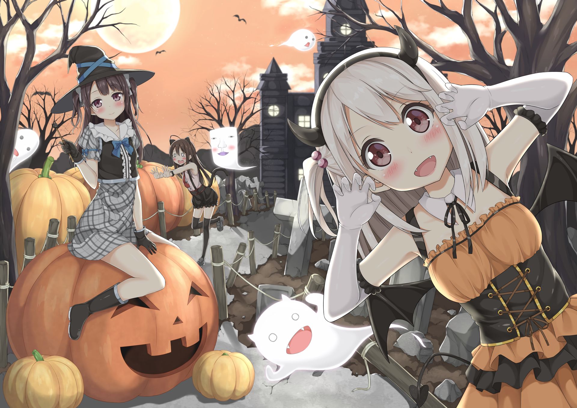 Free download wallpaper Anime, Halloween, Original on your PC desktop