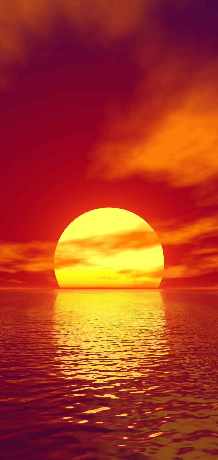 Download mobile wallpaper Sunset, Sea, Sun, Ocean, Artistic for free.