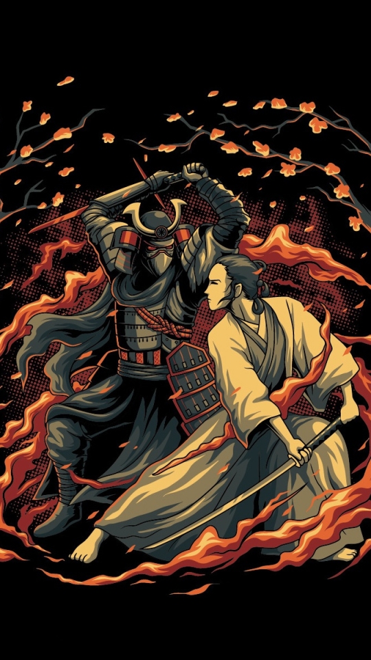 Download mobile wallpaper Fantasy, Fight, Samurai, Oriental for free.