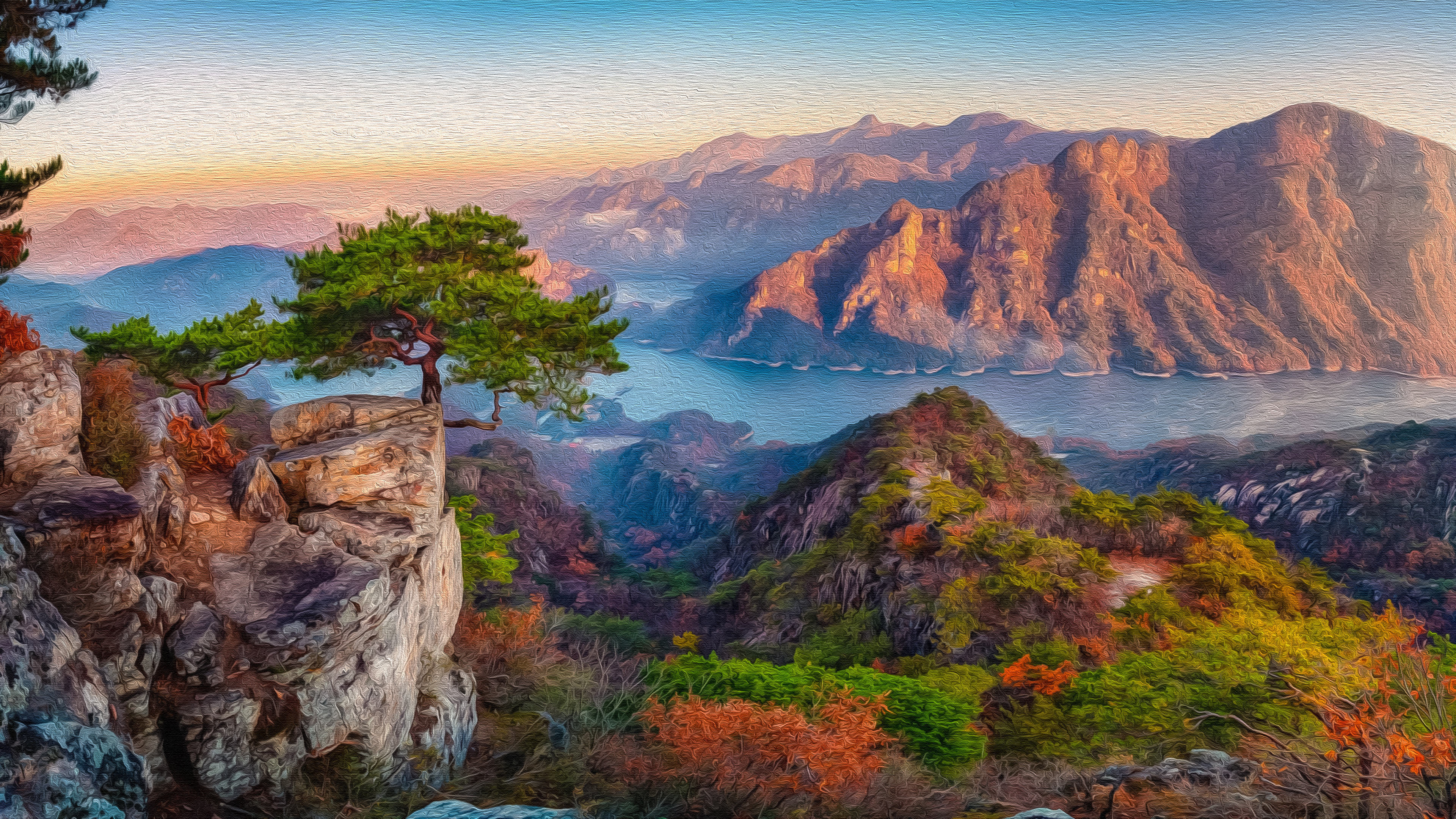 PCデスクトップに風景, 川, 木, 山, 芸術的画像を無料でダウンロード