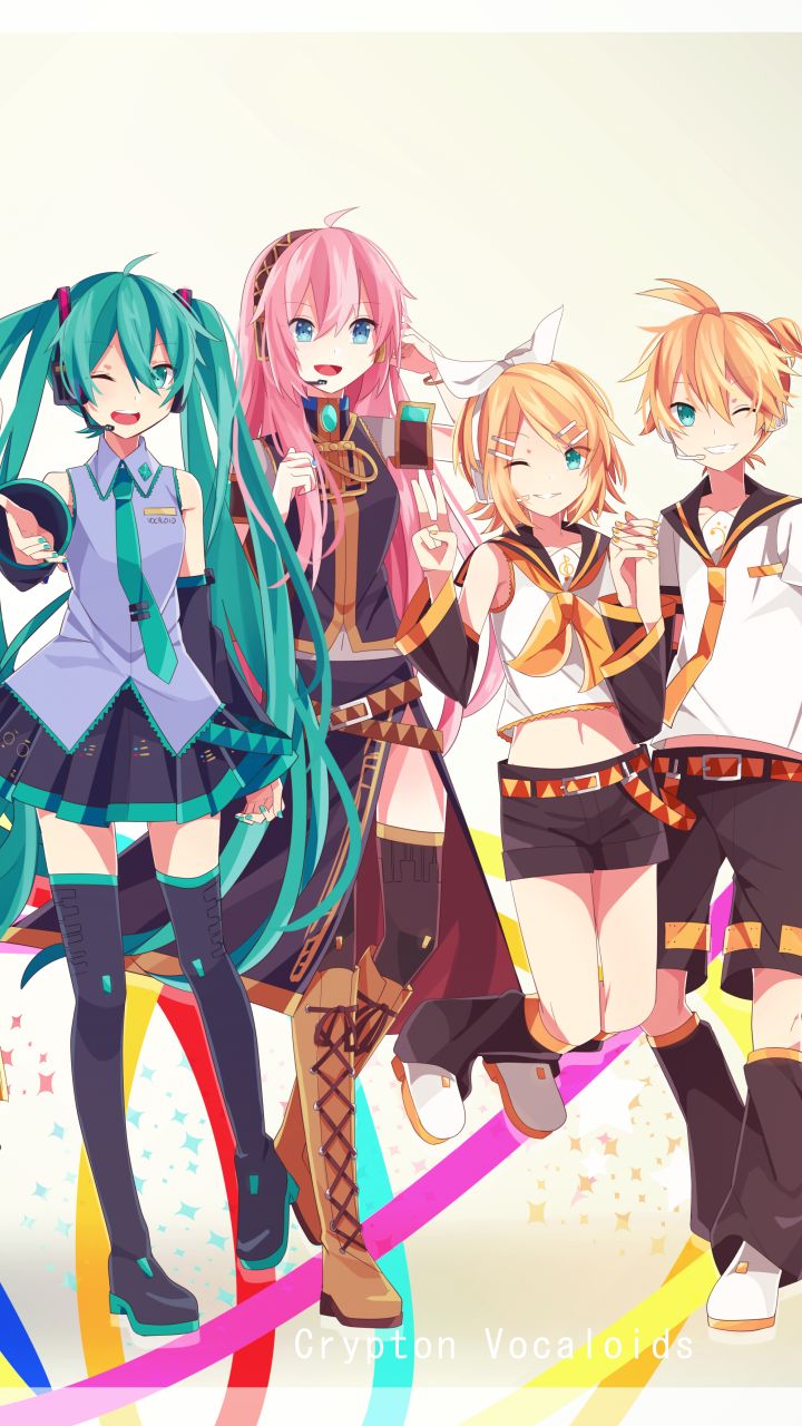 Download mobile wallpaper Anime, Vocaloid, Hatsune Miku, Luka Megurine, Rin Kagamine, Len Kagamine for free.