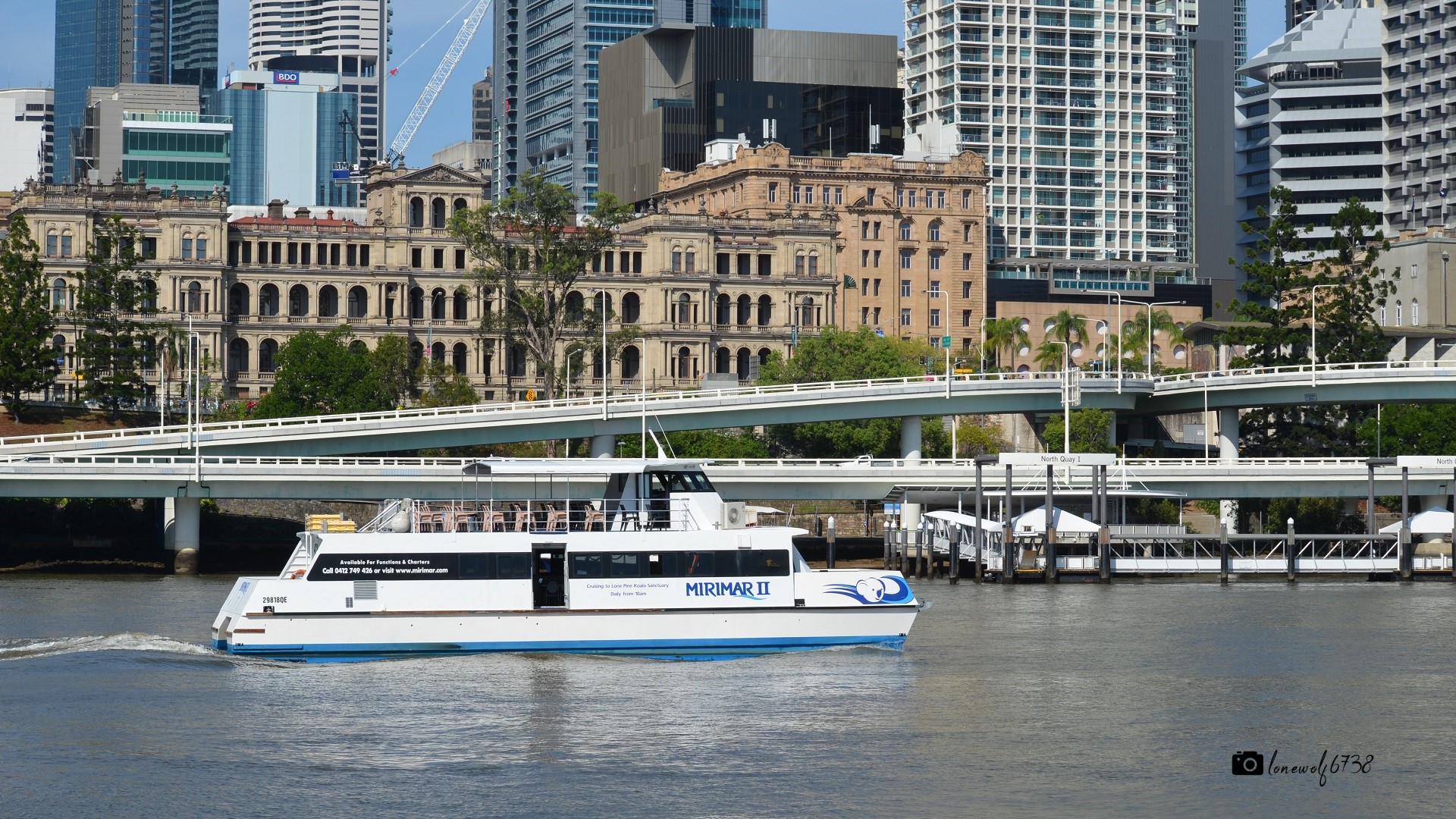 vehicles, ferry, brisbane, building, city, river, wharf Free Background
