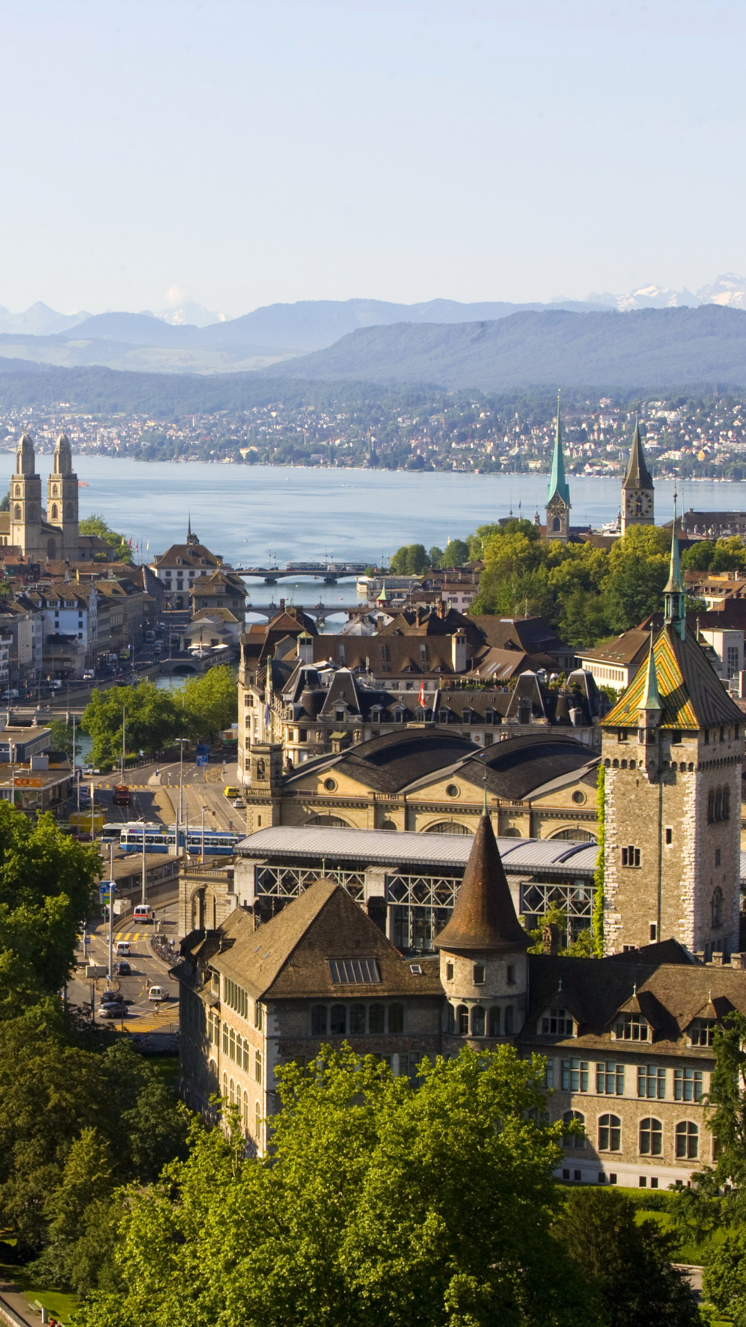 Download mobile wallpaper Cities, City, Building, Lake, Switzerland, River, Zurich, Man Made for free.