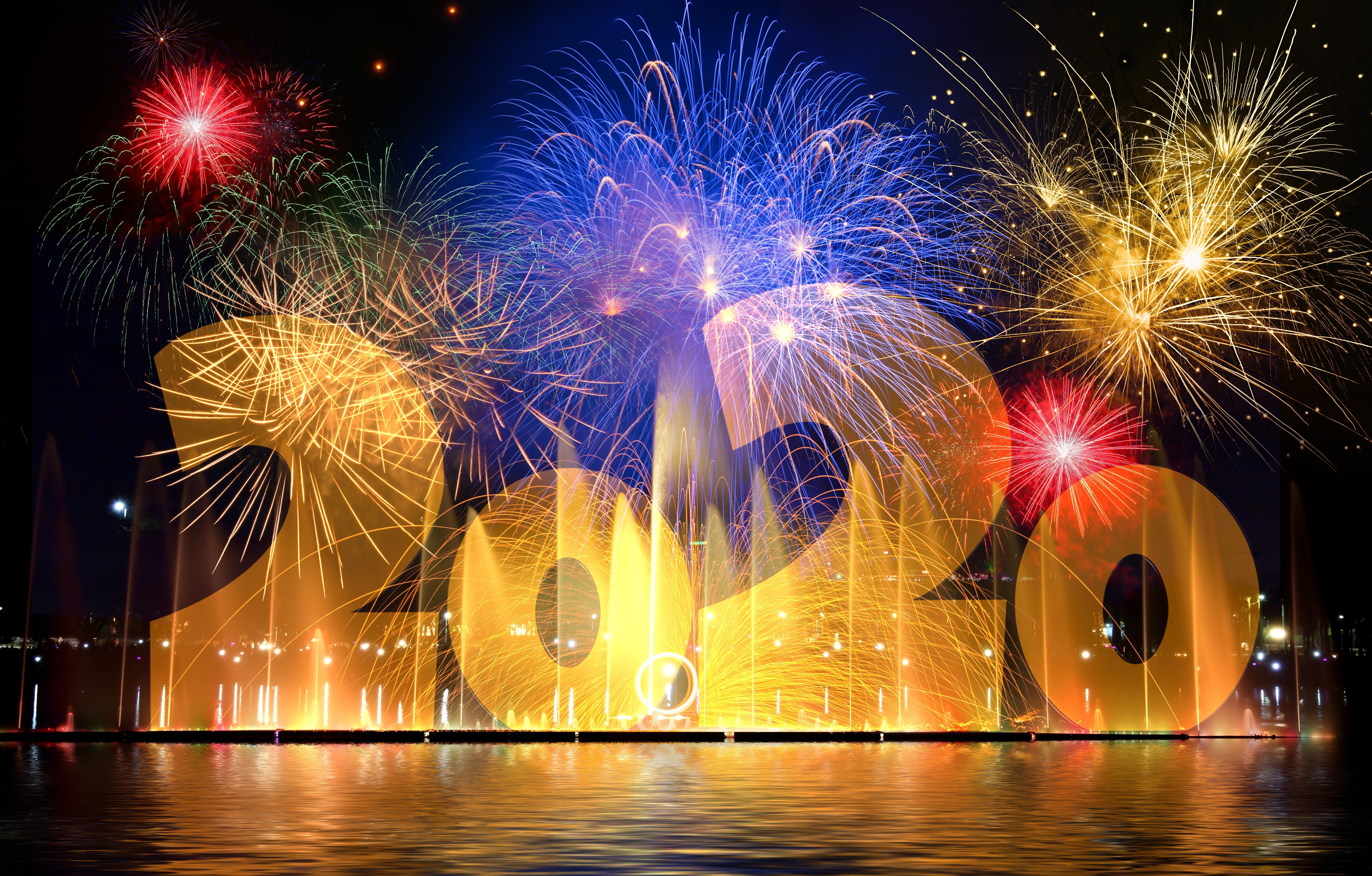 966695 Hintergrundbild herunterladen feiertage, neujahr 2020, feuerwerk, neujahr - Bildschirmschoner und Bilder kostenlos