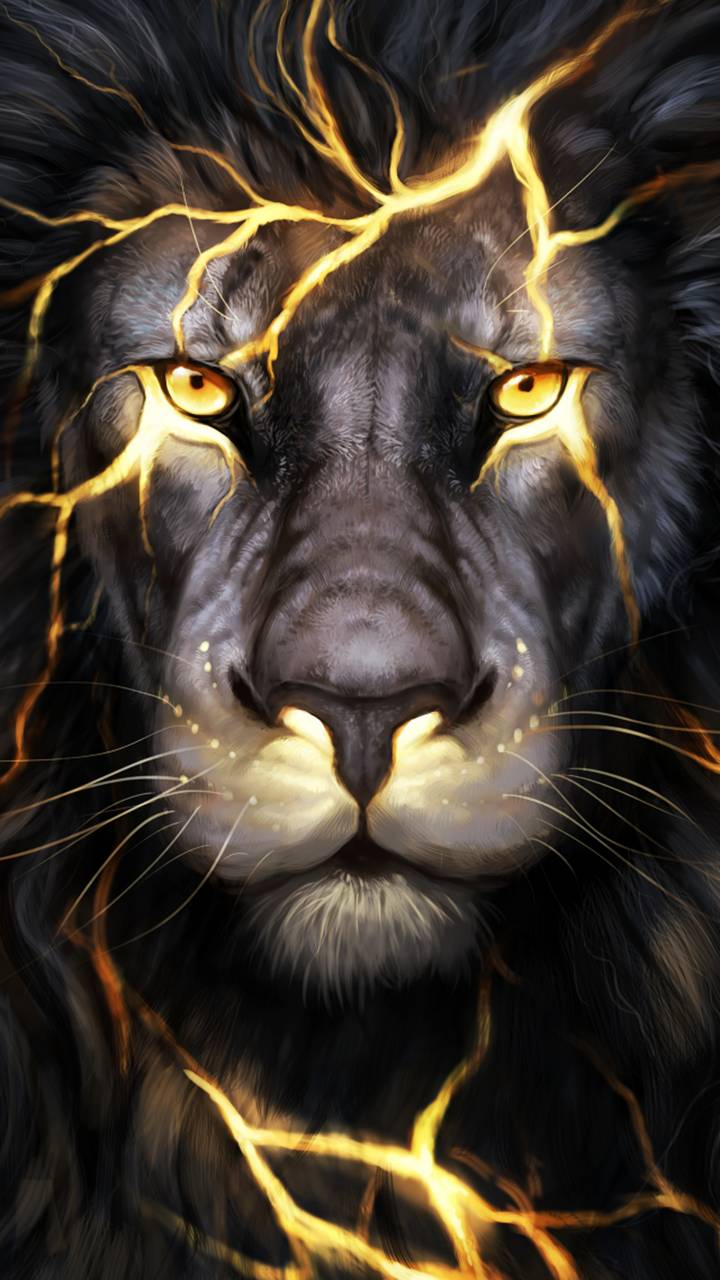 Download mobile wallpaper Fantasy, Lightning, Lion, Fantasy Animals for free.