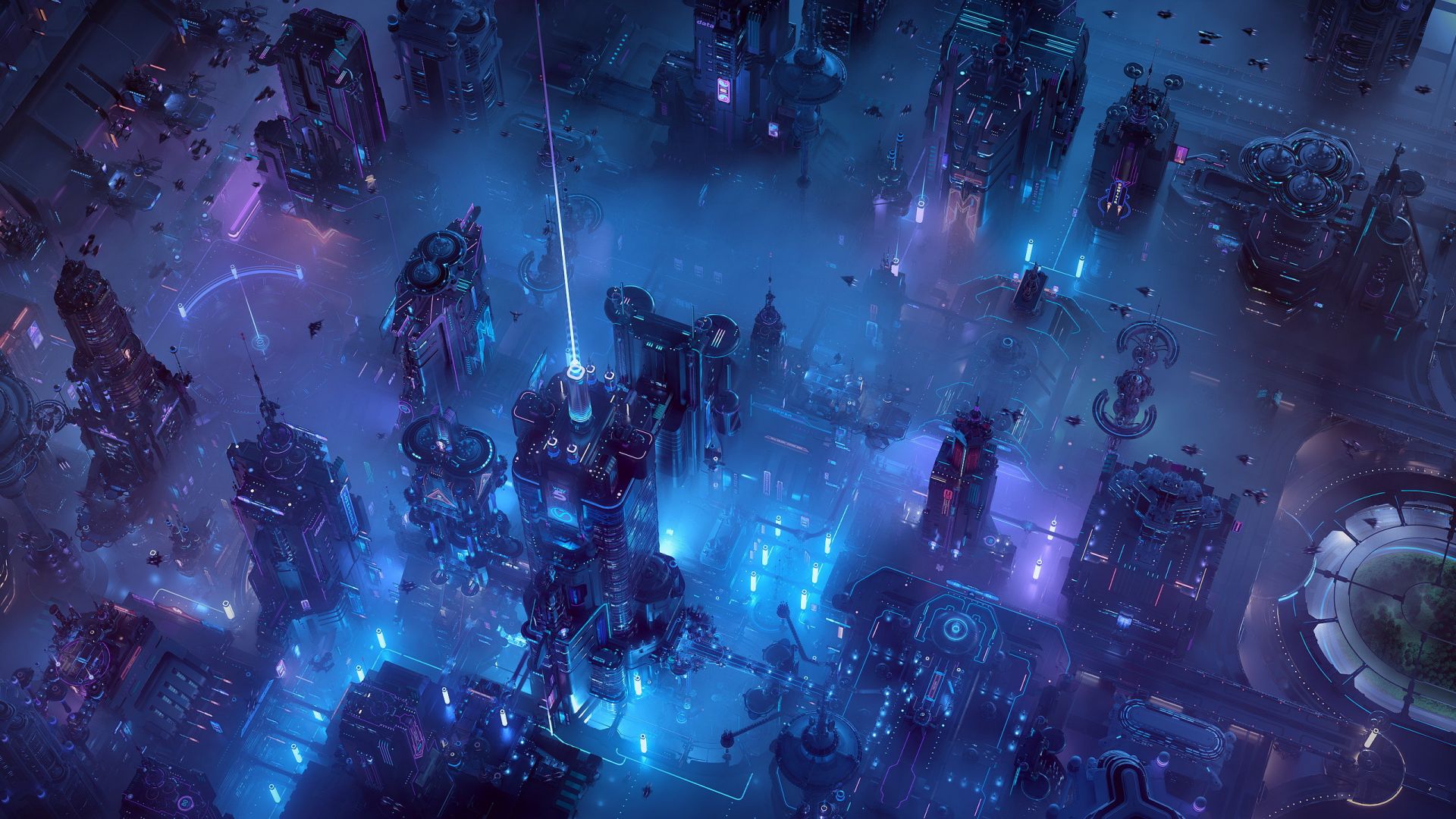 Laden Sie das Cyberpunk, Science Fiction, Großstadt-Bild kostenlos auf Ihren PC-Desktop herunter