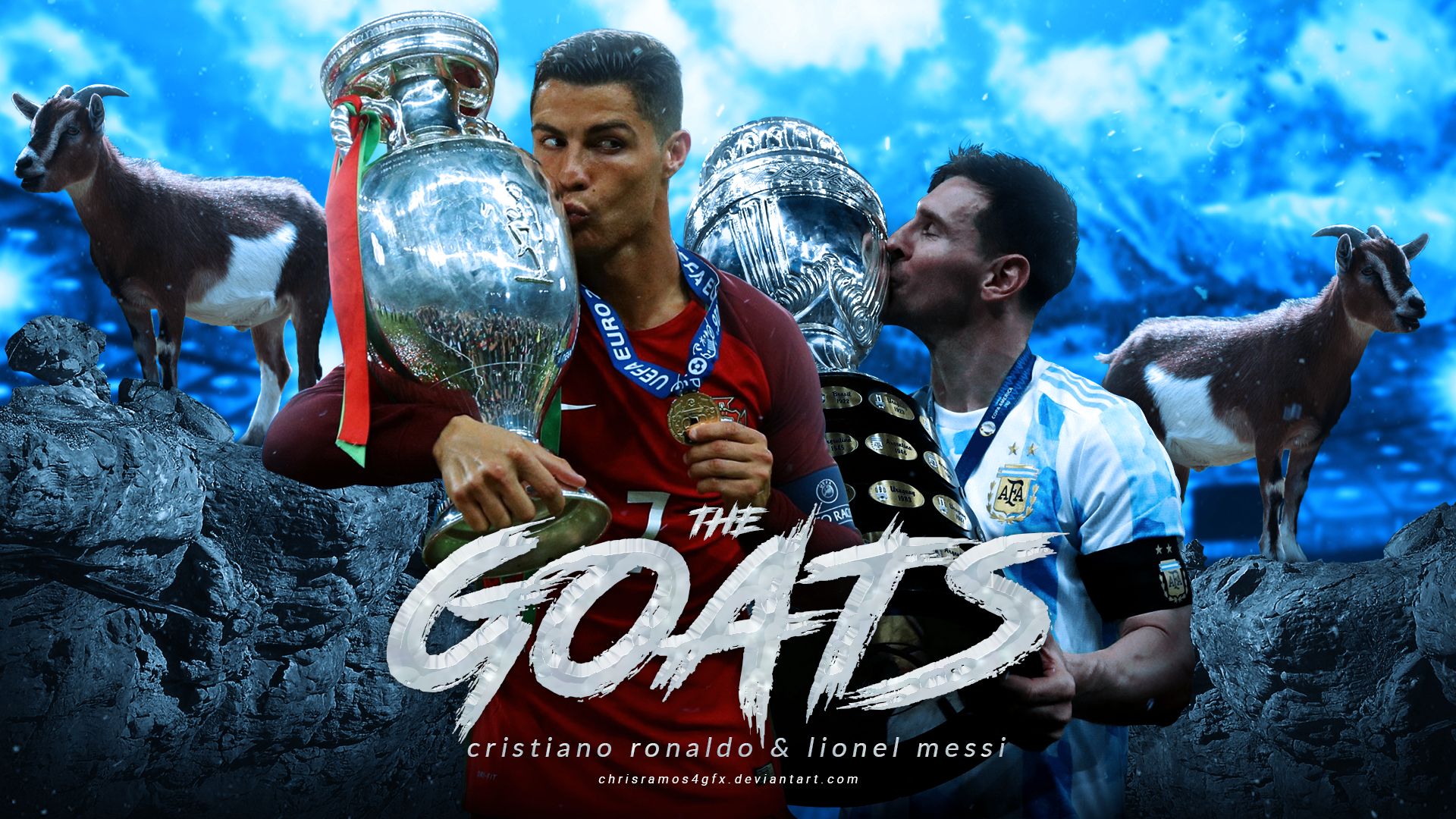 Handy-Wallpaper Sport, Fußball, Cristiano Ronaldo, Lionel Messi kostenlos herunterladen.