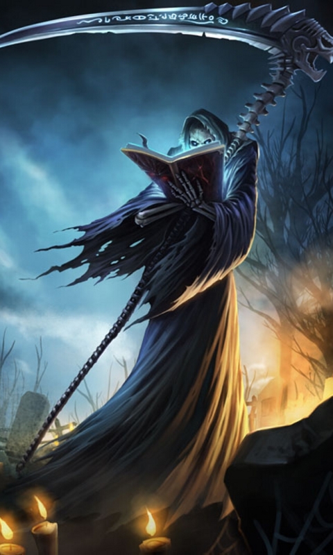 Download mobile wallpaper League Of Legends, Dark, Candle, Grim Reaper, Cemetery, Karthus (League Of Legends) for free.