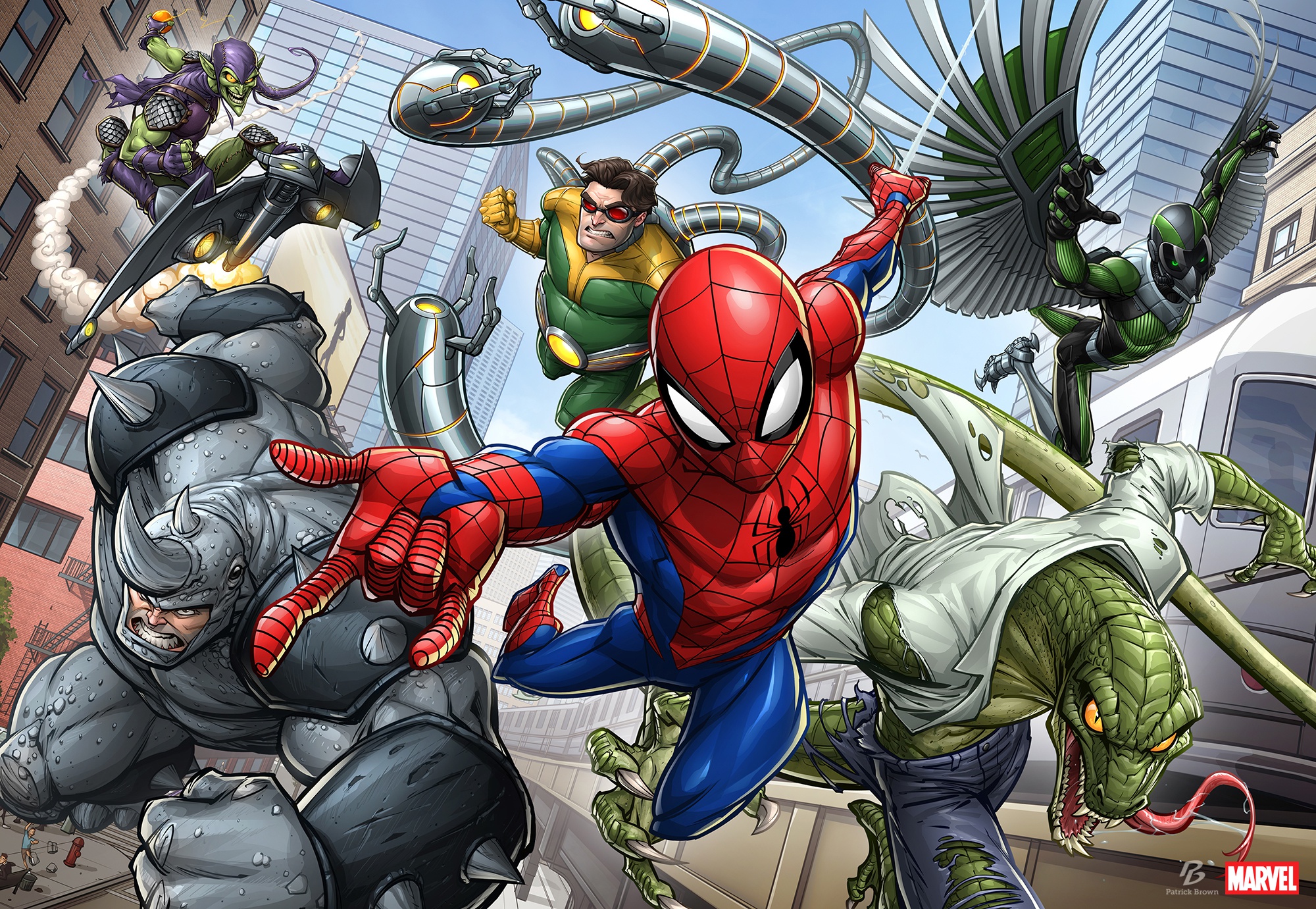 412748 скачать обои доктор осьминог, комиксы, человек паук, зеленый гоблин, ящерица (marvel comics), носорог (marvel comics) - заставки и картинки бесплатно