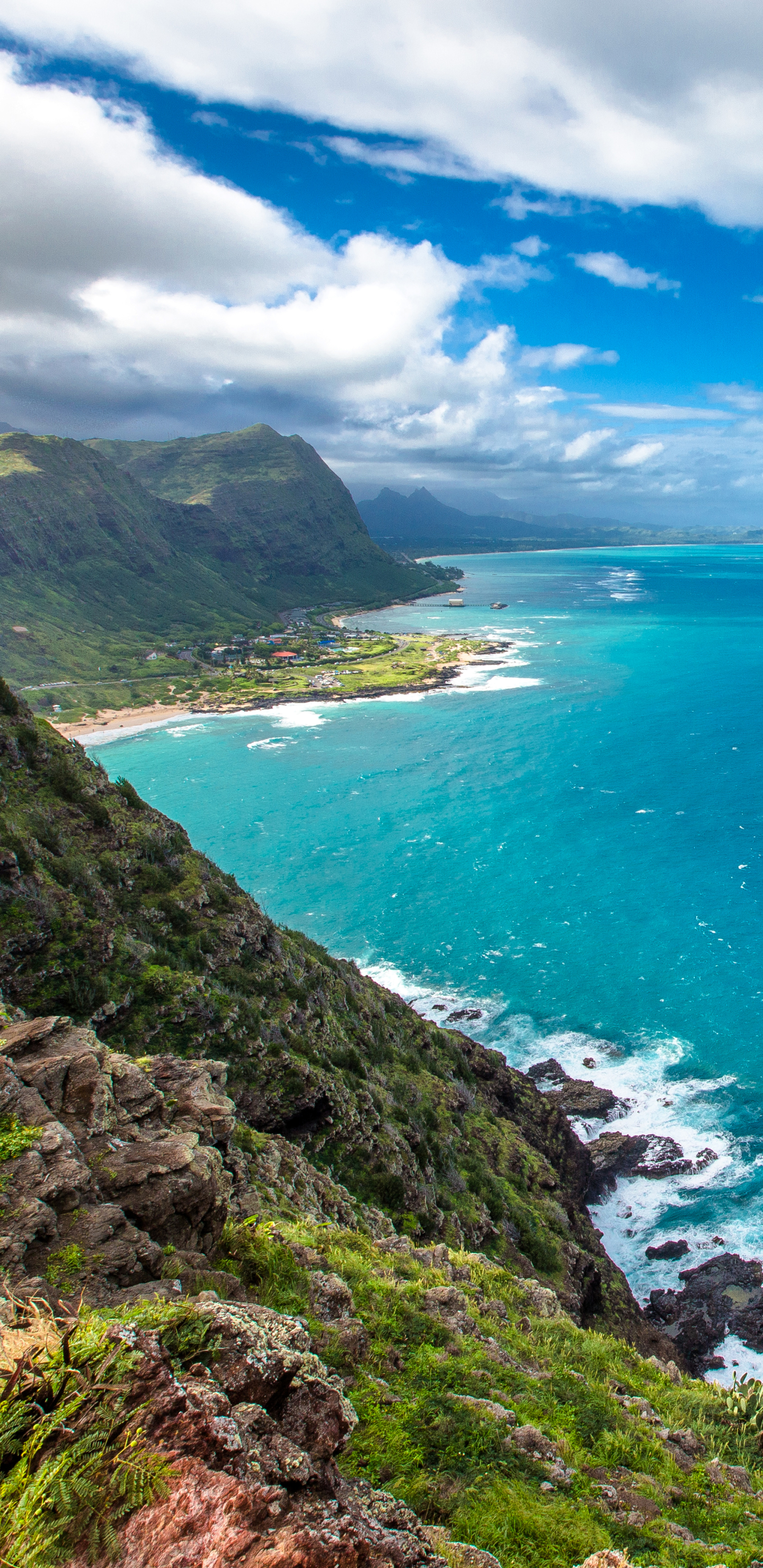 Download mobile wallpaper Sea, Horizon, Mountain, Ocean, Earth, Hawaii, Coastline for free.