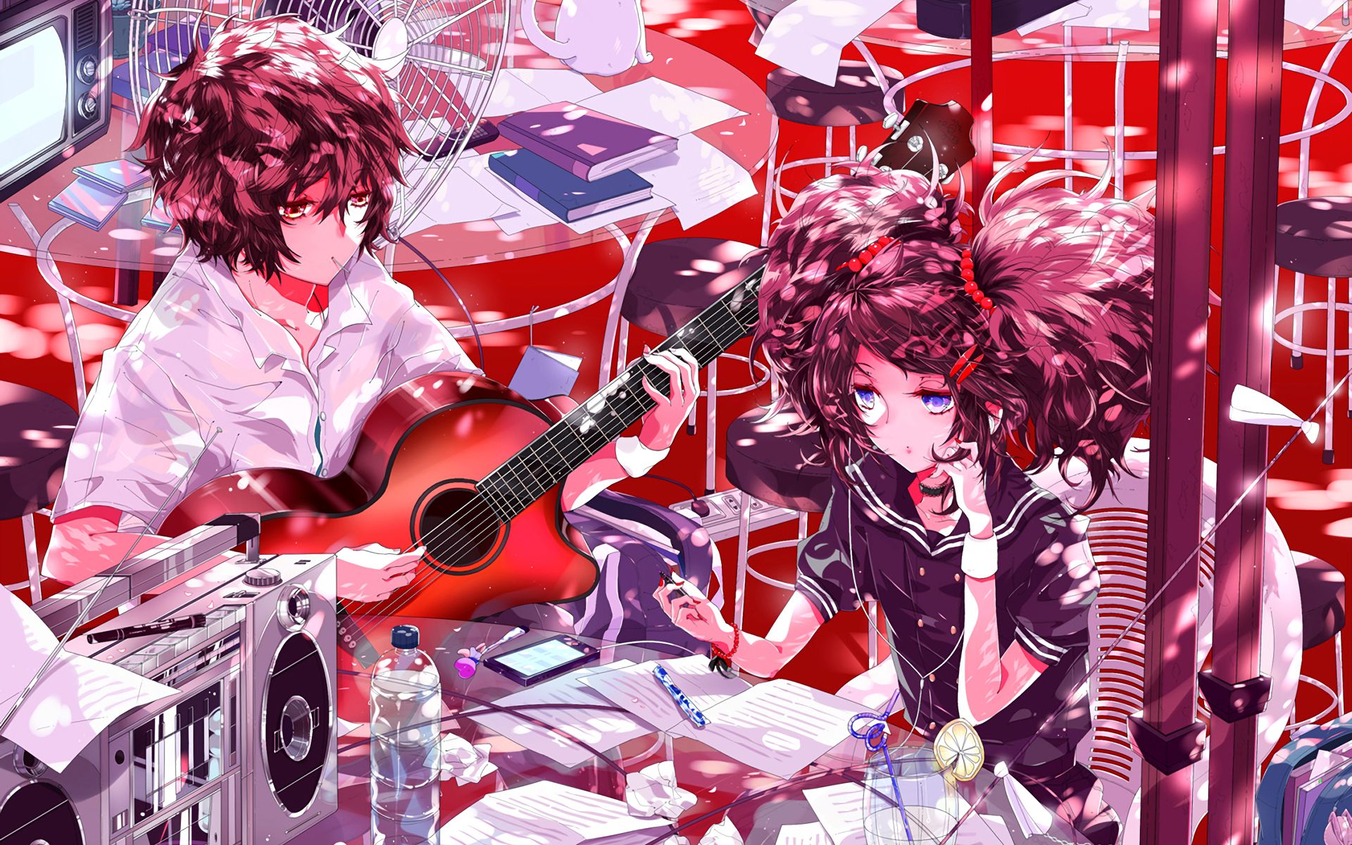 Download mobile wallpaper Music, Anime, Guitar for free.