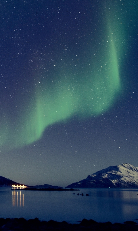 Download mobile wallpaper Night, Snow, Earth, Aurora Borealis for free.