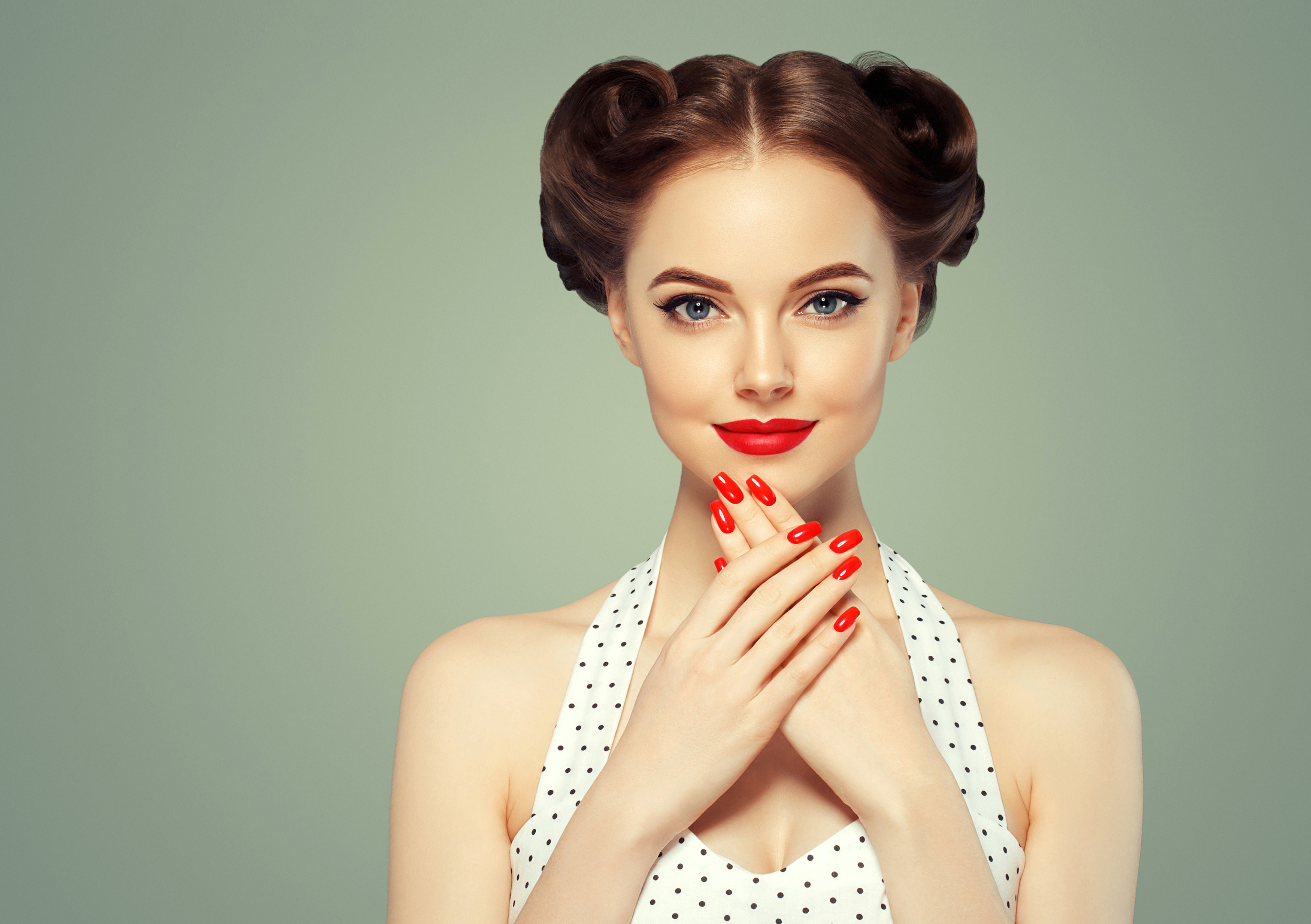 Download mobile wallpaper Hair, Model, Women, Blue Eyes, Lipstick for free.