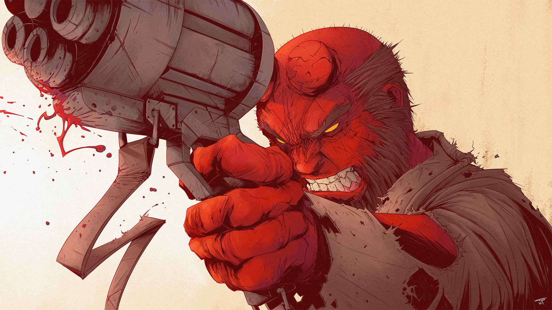 Baixar papel de parede para celular de Pistola, História Em Quadrinhos, Hellboy gratuito.