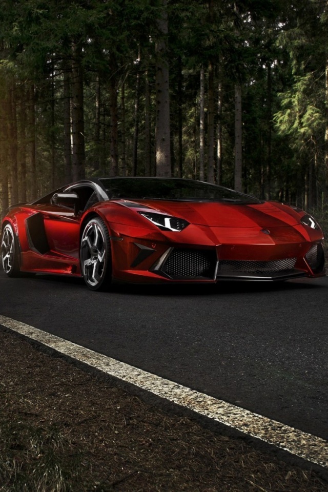 Download mobile wallpaper Lamborghini, Road, Forest, Lamborghini Aventador, Vehicles for free.