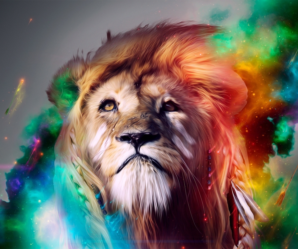 Download mobile wallpaper Cats, Lion, Animal, Colorful for free.