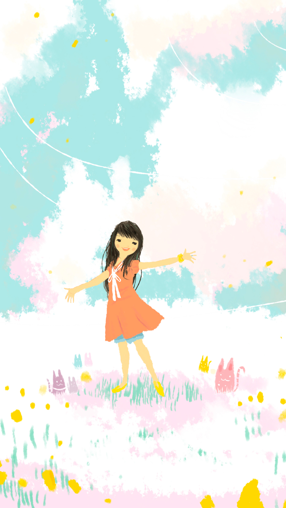Download mobile wallpaper Cartoon, Anime, Flower, Girl for free.
