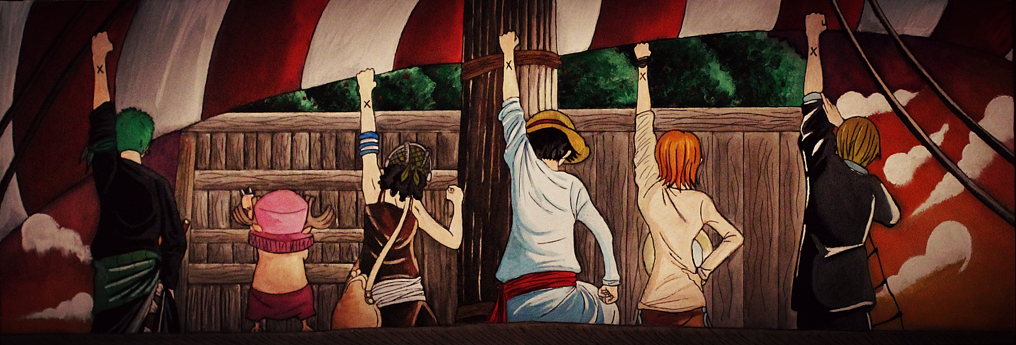Download mobile wallpaper Anime, One Piece, Tony Tony Chopper, Usopp (One Piece), Roronoa Zoro, Monkey D Luffy, Nami (One Piece), Sanji (One Piece) for free.