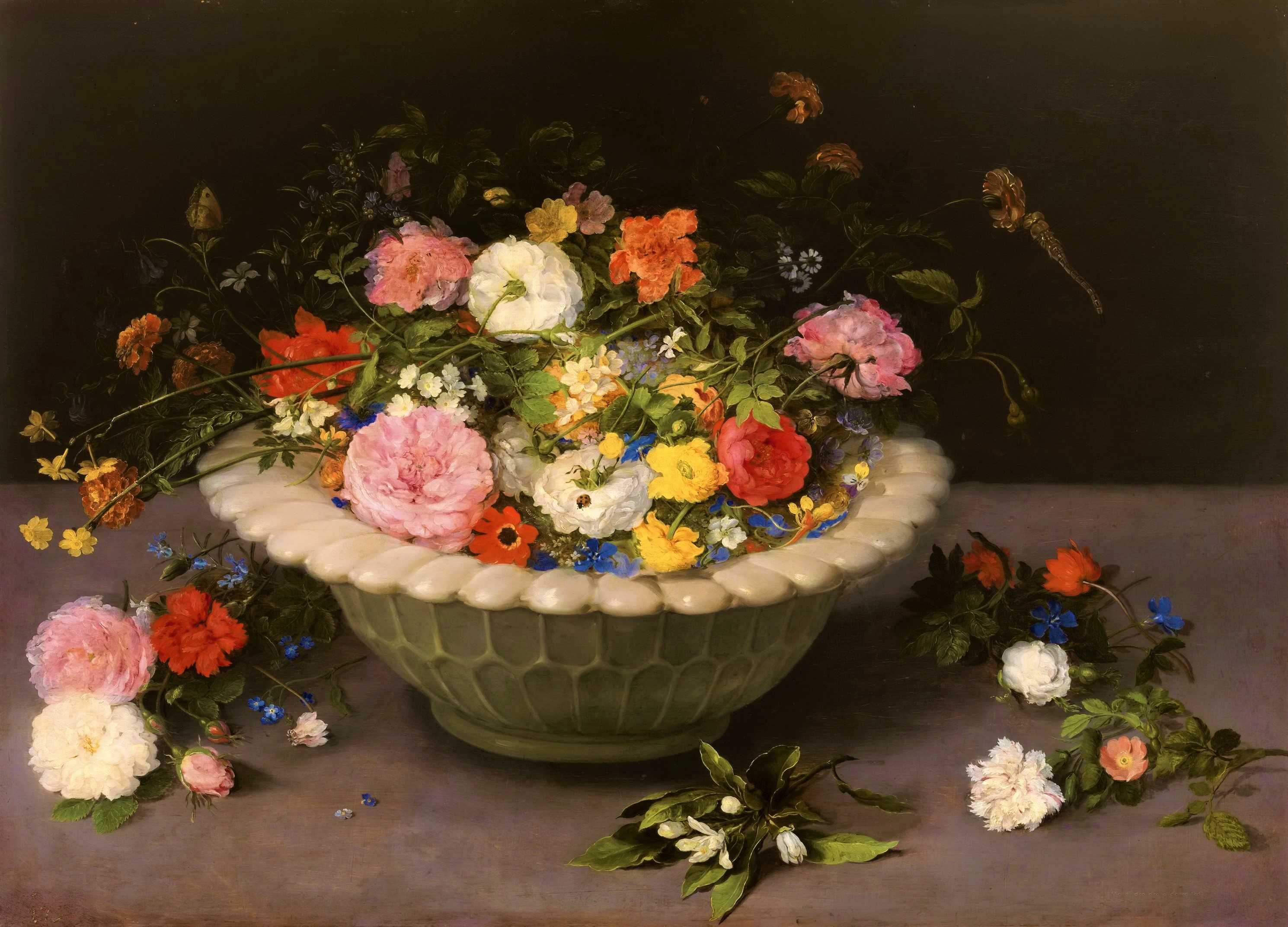 artistic, painting, bowl, colorful, flower, still life