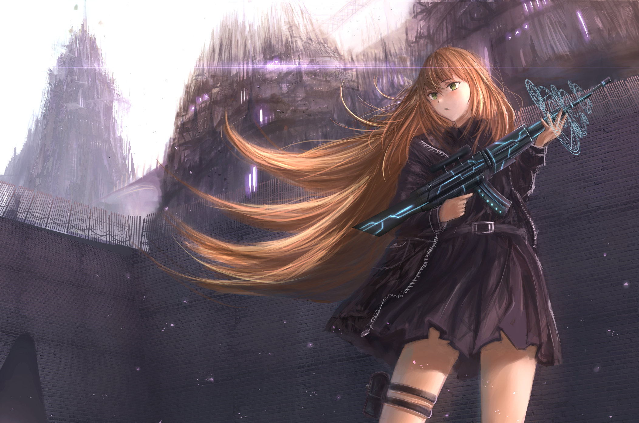 Free download wallpaper Anime, Weapon, Original, Long Hair on your PC desktop