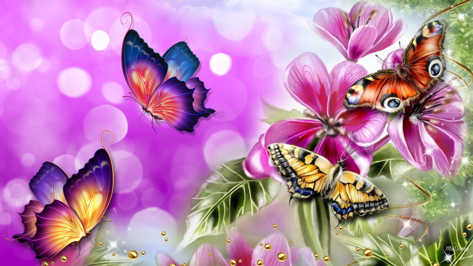 Free download wallpaper Flower, Colors, Butterfly, Colorful, Artistic on your PC desktop