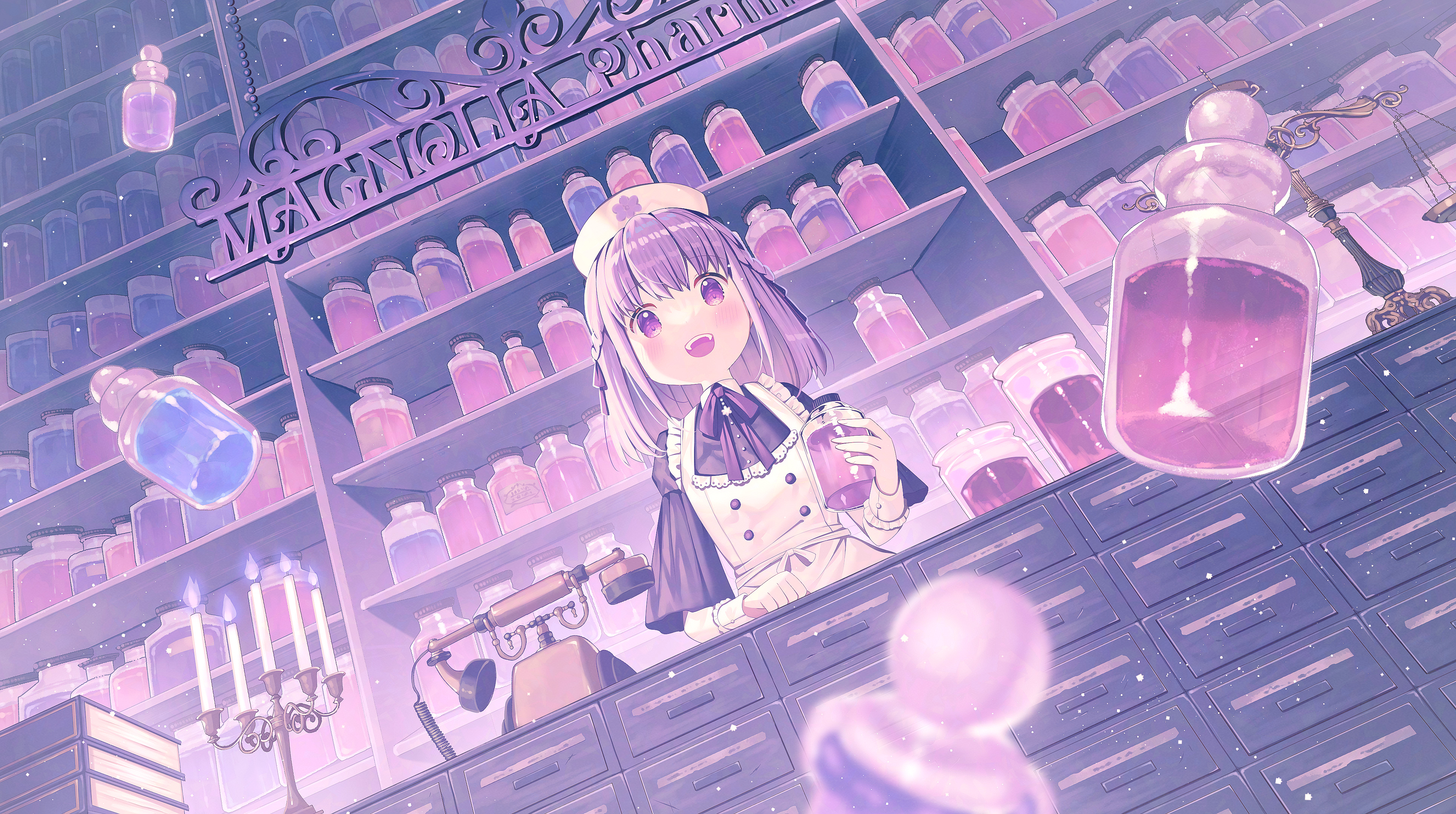 Free download wallpaper Anime, Girl, Shop on your PC desktop