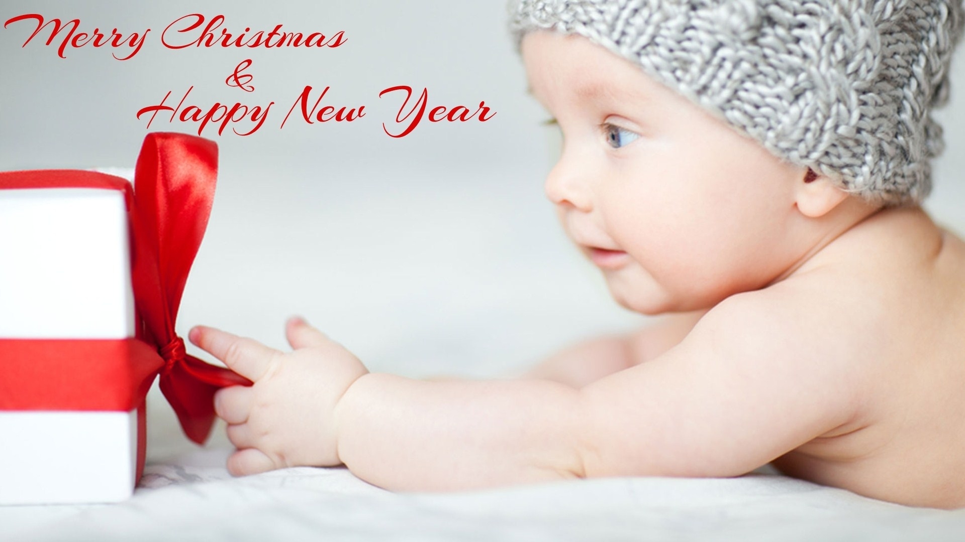 Handy-Wallpaper Feiertage, Neujahr, Weihnachten, Geschenk, Hut, Baby, Frohe Weihnachten, Frohes Neues Jahr kostenlos herunterladen.