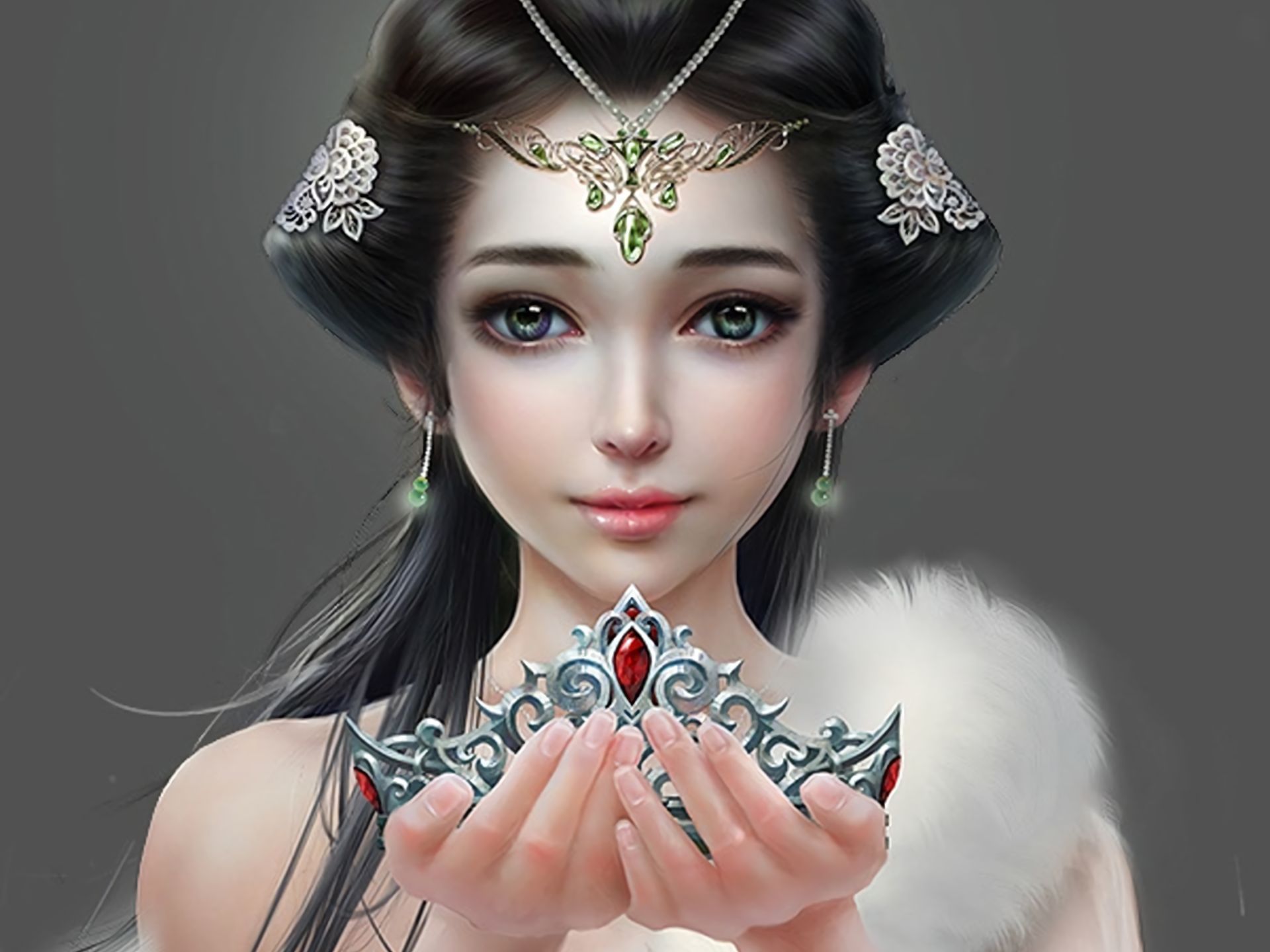 Free download wallpaper Fantasy, Crown, Women, Asian on your PC desktop