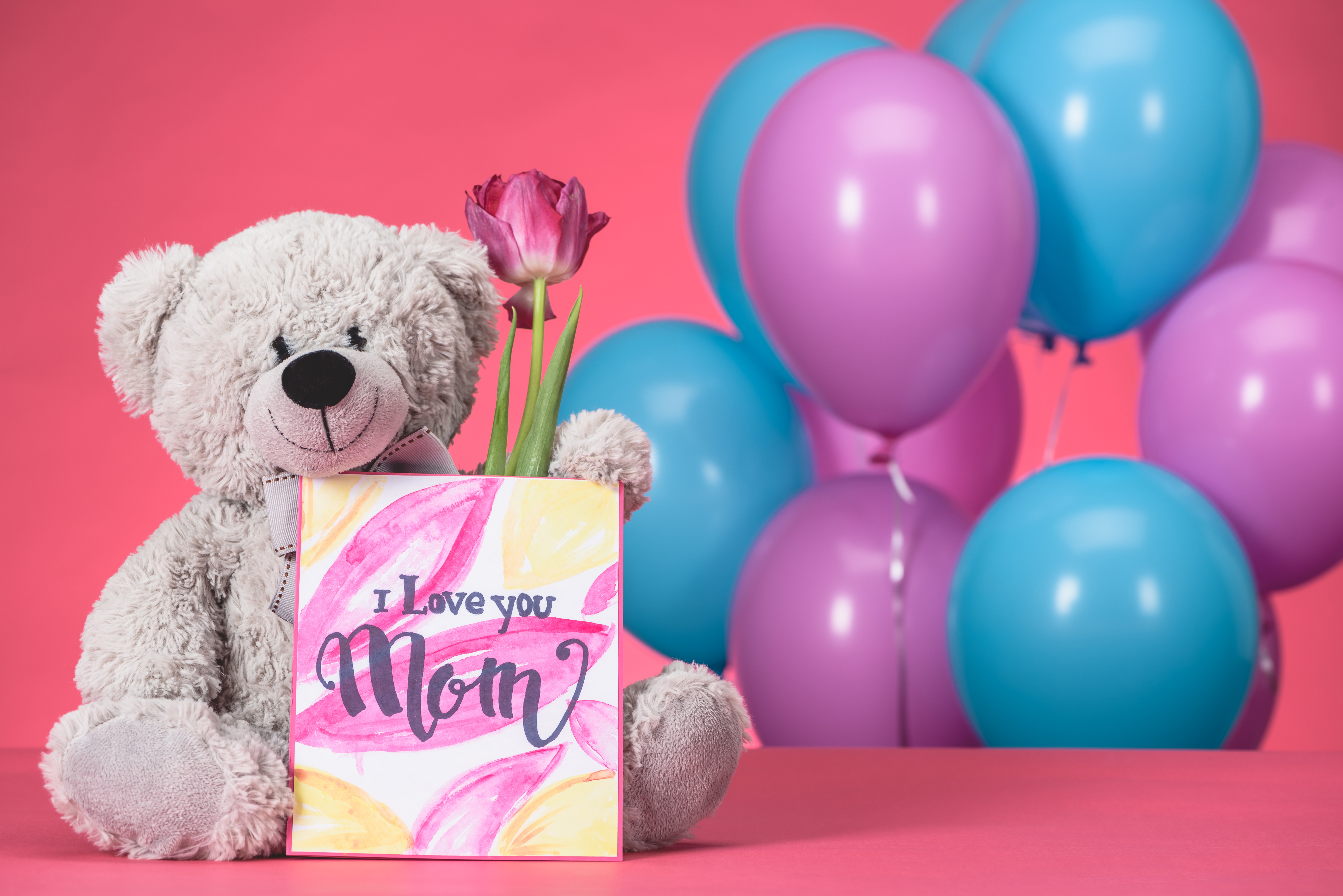 Download mobile wallpaper Teddy Bear, Holiday, Balloon, Card, Stuffed Animal, Mother's Day for free.