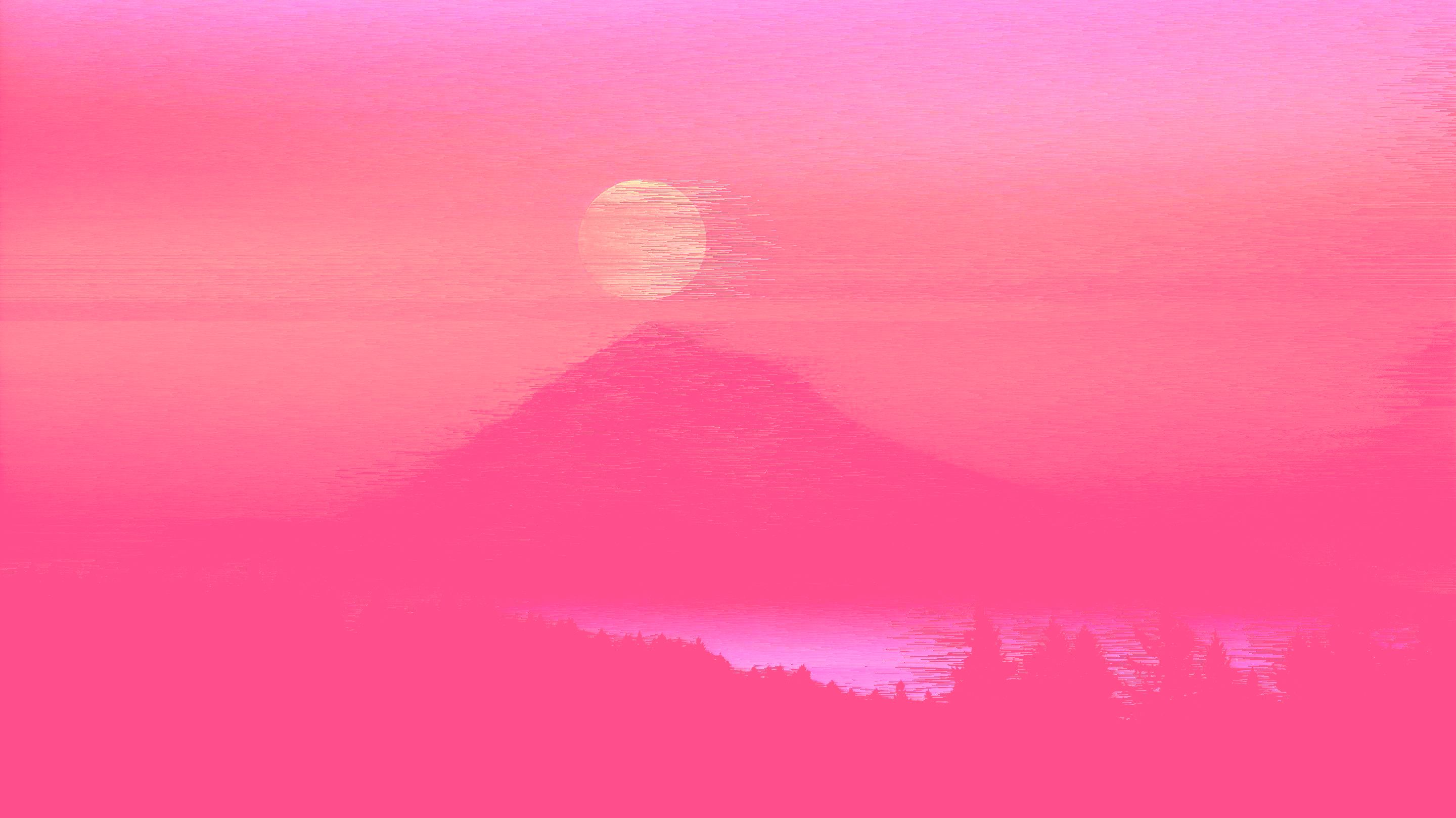 Download mobile wallpaper Pink, Mountain, Artistic for free.