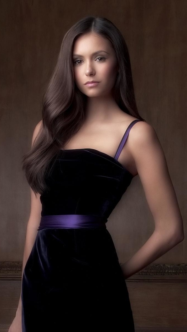 Download mobile wallpaper Celebrity, Black Dress, Nina Dobrev for free.