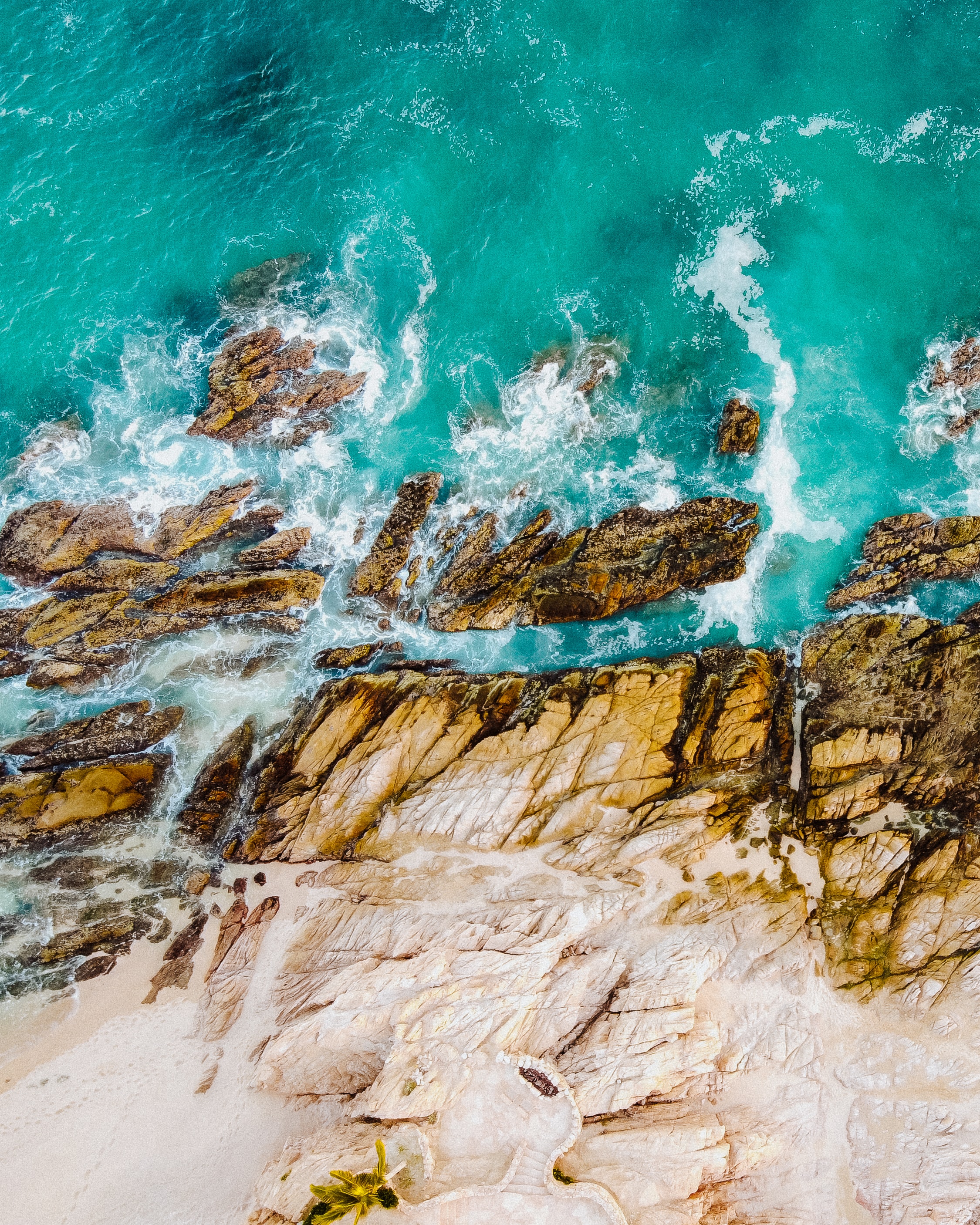Download mobile wallpaper View From Above, Waves, Rocks, Nature, Sea, Water for free.