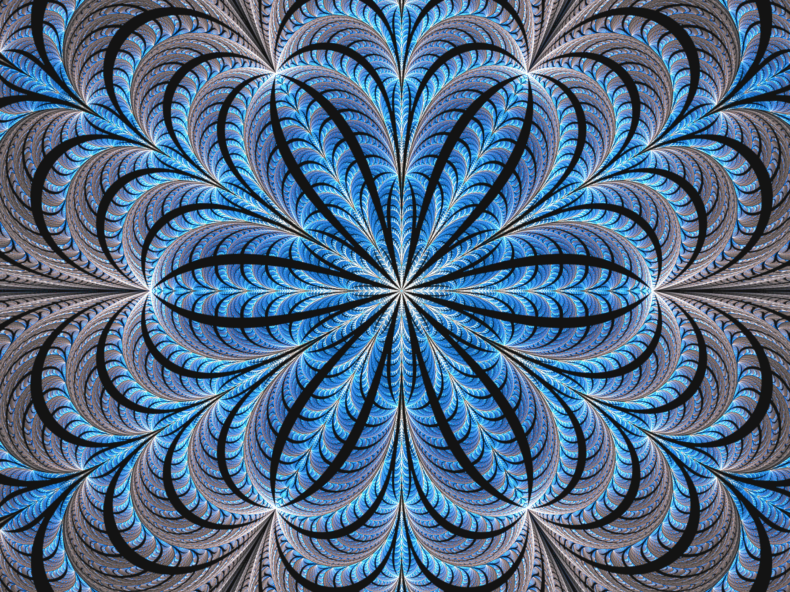 Download mobile wallpaper Glow, Flower, Symmetry, Abstract, Fractal, Lines for free.
