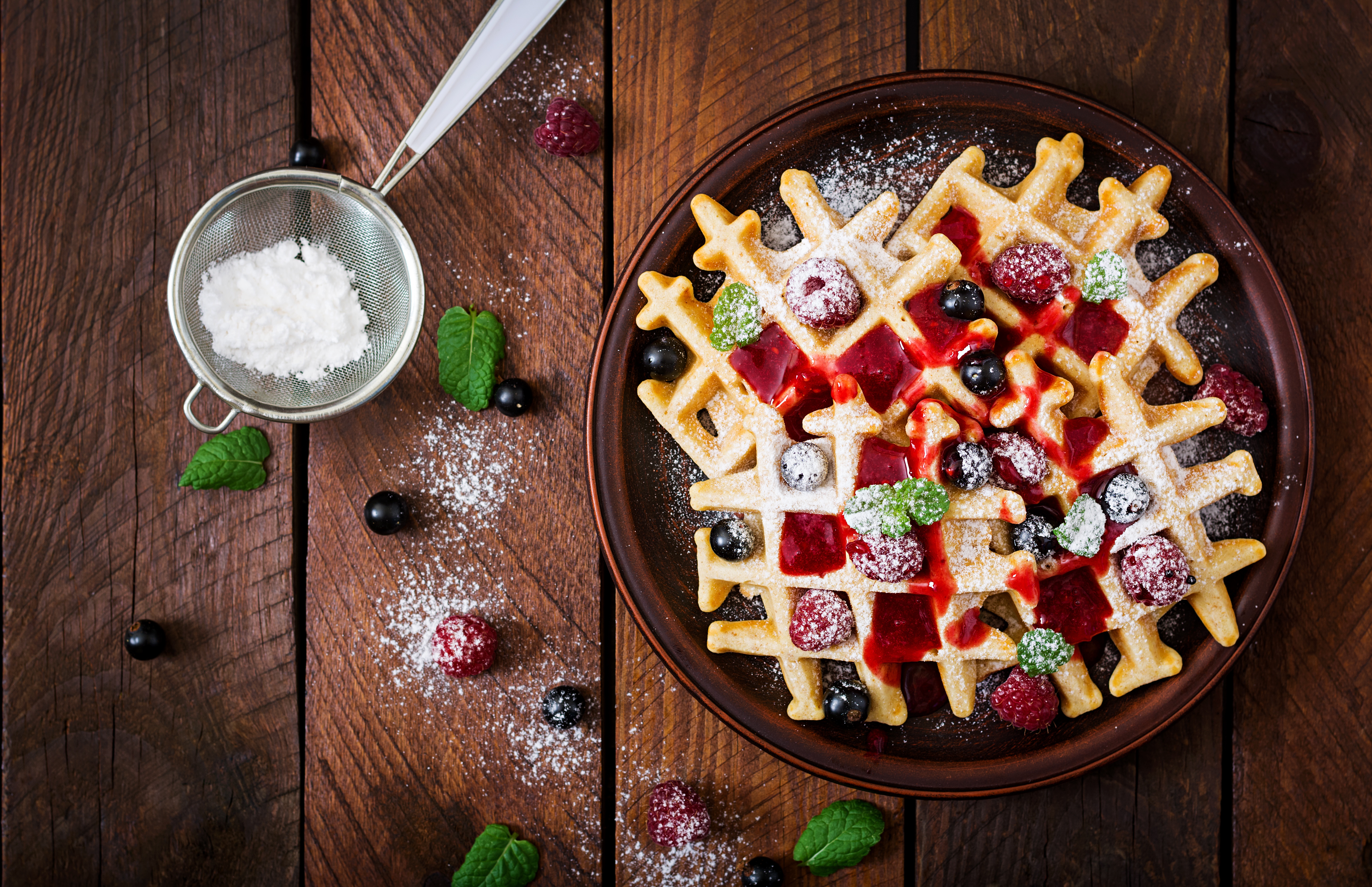 Download mobile wallpaper Food, Still Life, Berry, Waffle for free.