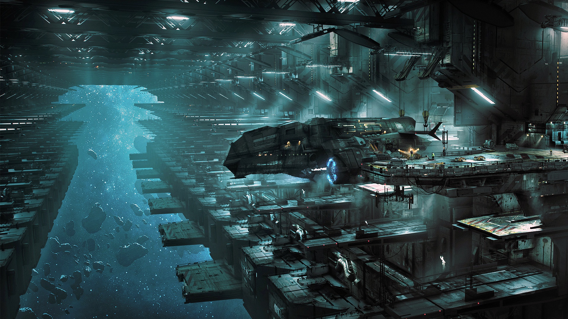 Free download wallpaper Space, Sci Fi, Spaceship, Space Station, Futuristic, Spaceport on your PC desktop