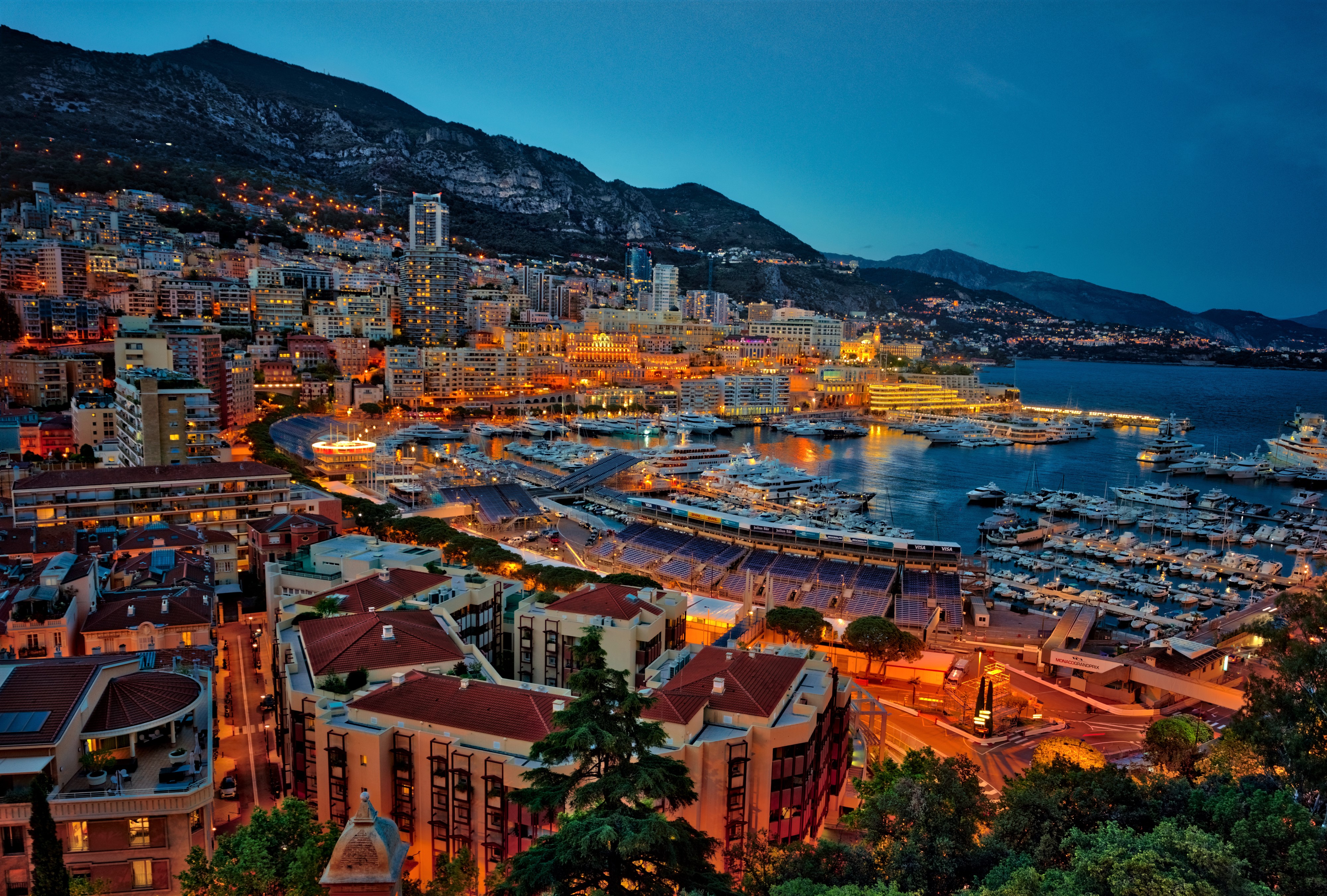 439430 завантажити картинку міста, створено людиною, монако, місто, міський пейзаж, гавань, монте карло, ніч - шпалери і заставки безкоштовно