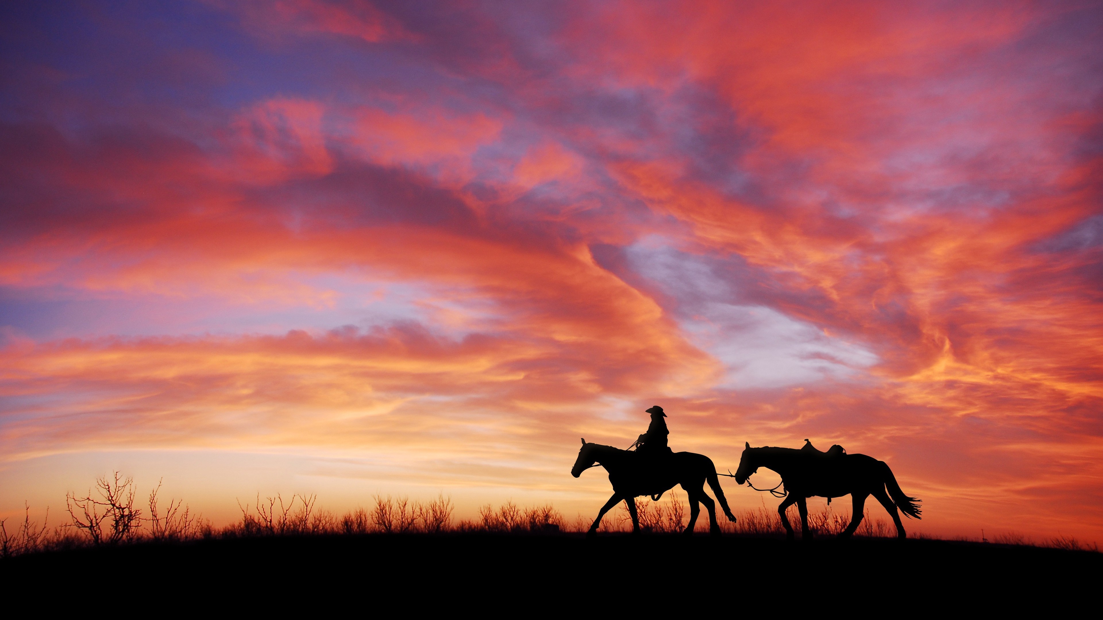 Free download wallpaper Sunset, Silhouette, Cloud, Horse, Photography, Cowboy on your PC desktop