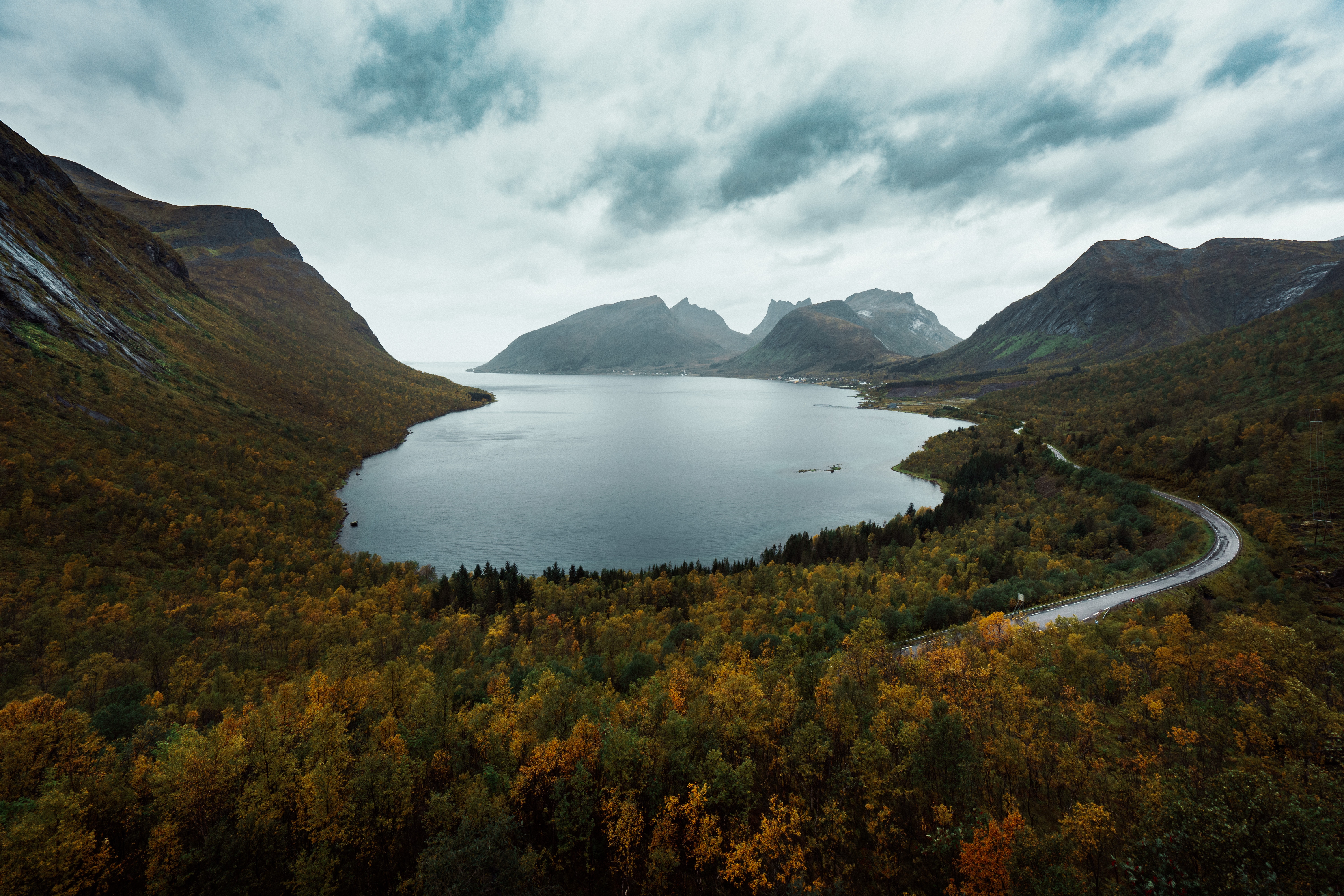 norway, nature, mountains, view from above, lake, berg UHD