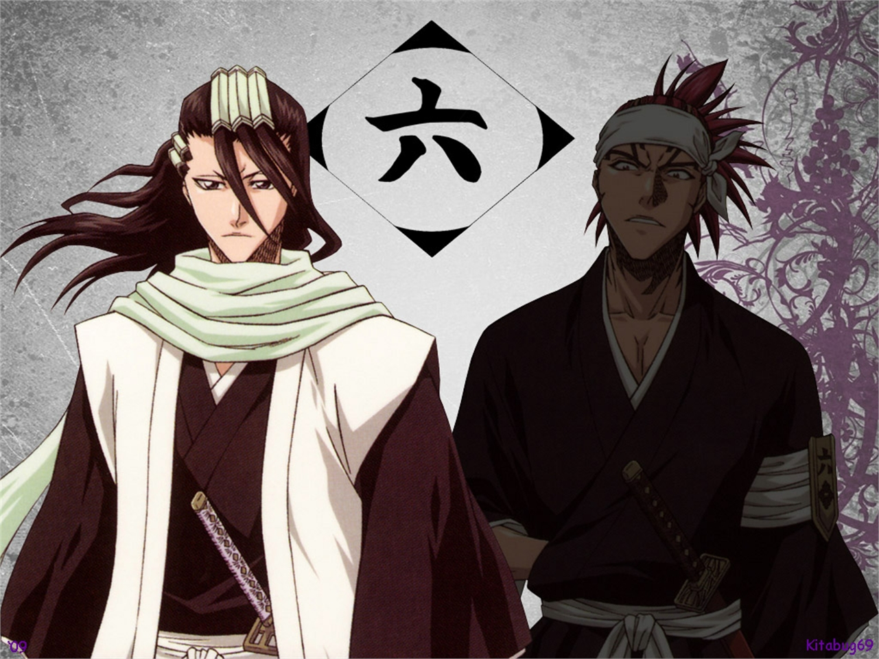 Handy-Wallpaper Bleach, Animes, Renji Abarai, Byakuya Kuchiki kostenlos herunterladen.