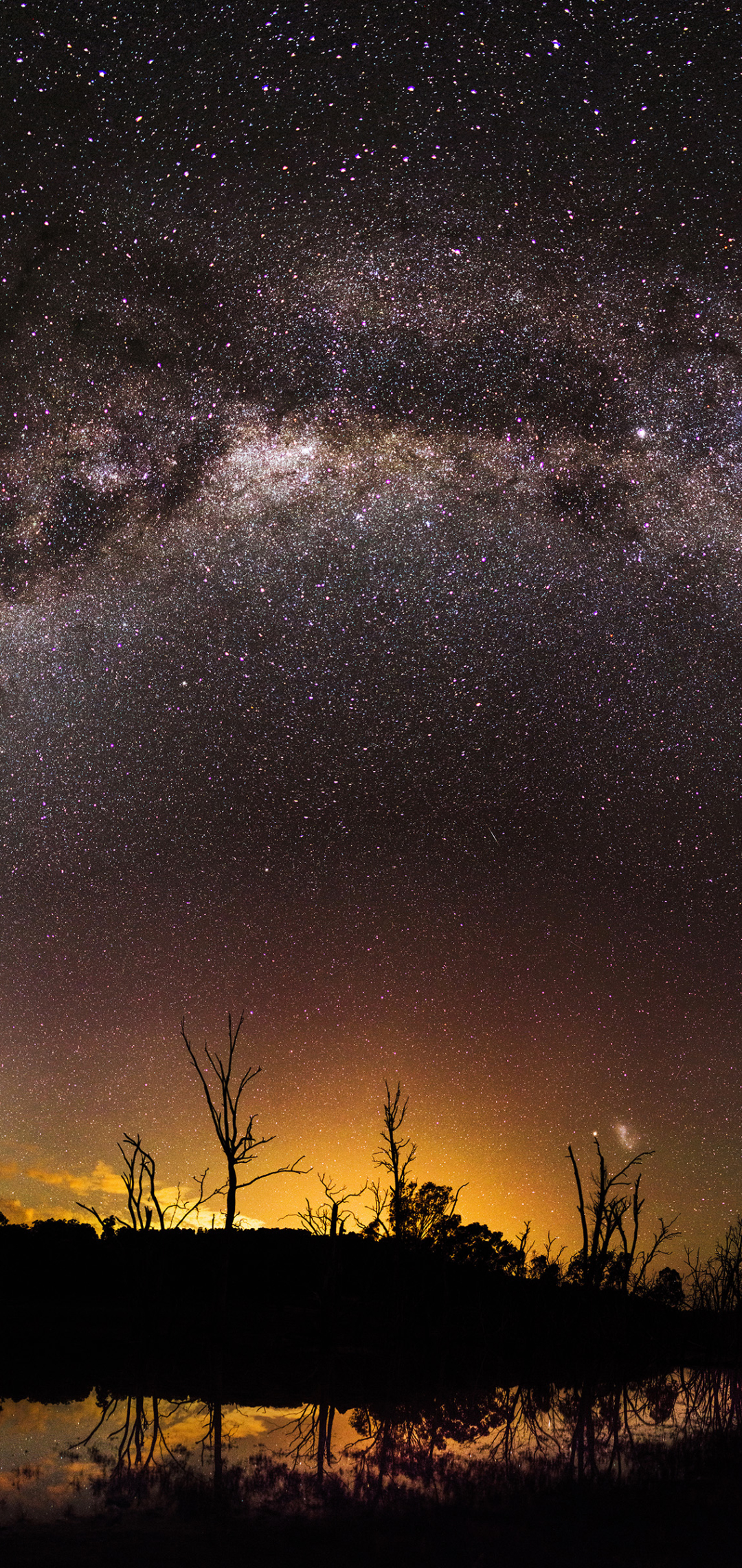 Download mobile wallpaper Water, Stars, Night, Reflection, Starry Sky, Milky Way, Sci Fi for free.