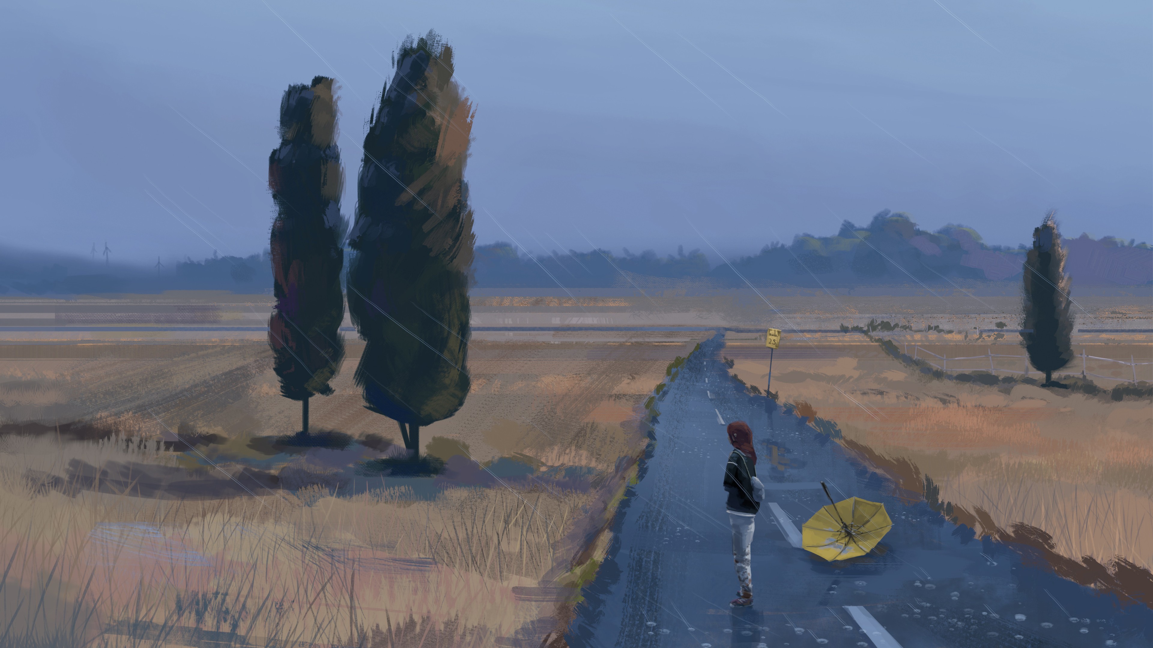 artistic, rain, tree, umbrella, wind