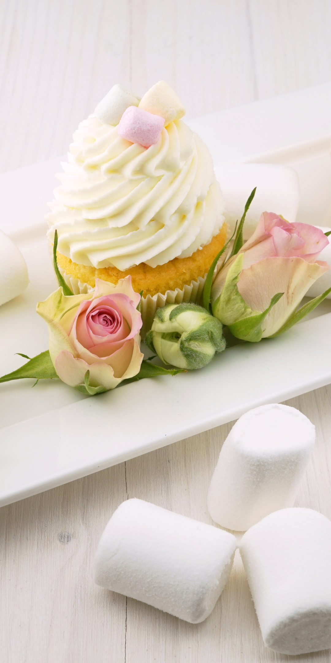 Download mobile wallpaper Food, Cream, Marshmallow, Sweets, Cupcake for free.
