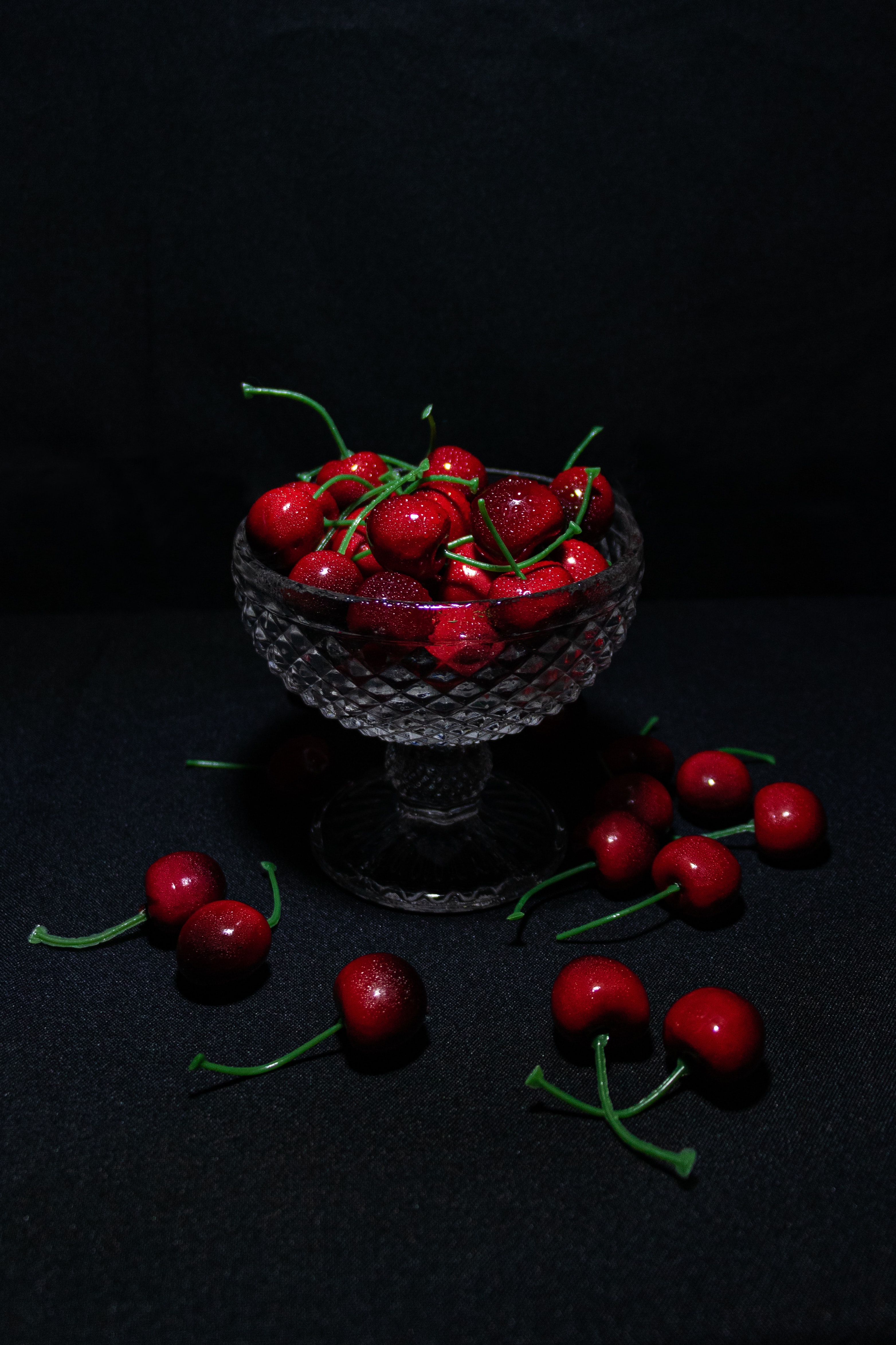 fruits, berry, cherry, drops, sweet cherry, food, wet HD wallpaper