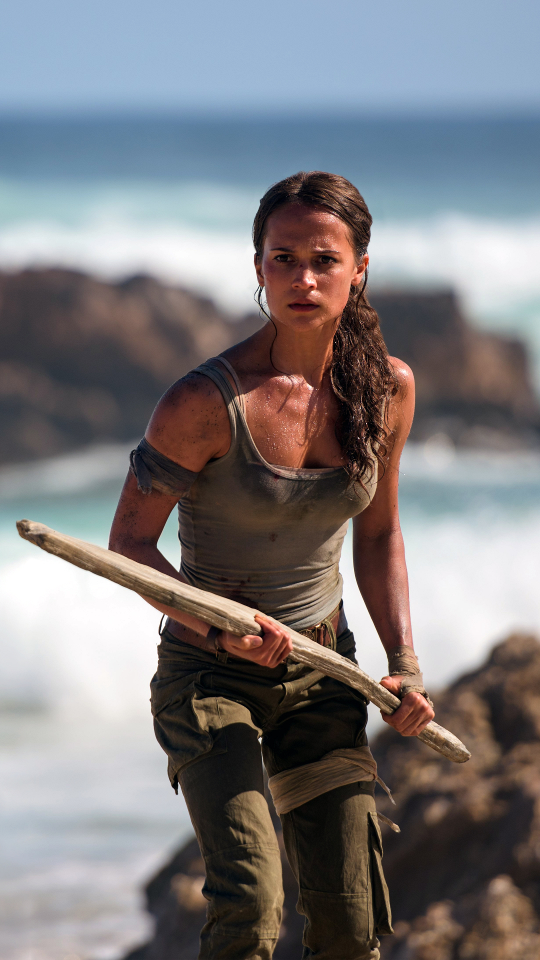 Download mobile wallpaper Brunette, Movie, Actress, Alicia Vikander, Tomb Raider (2018) for free.