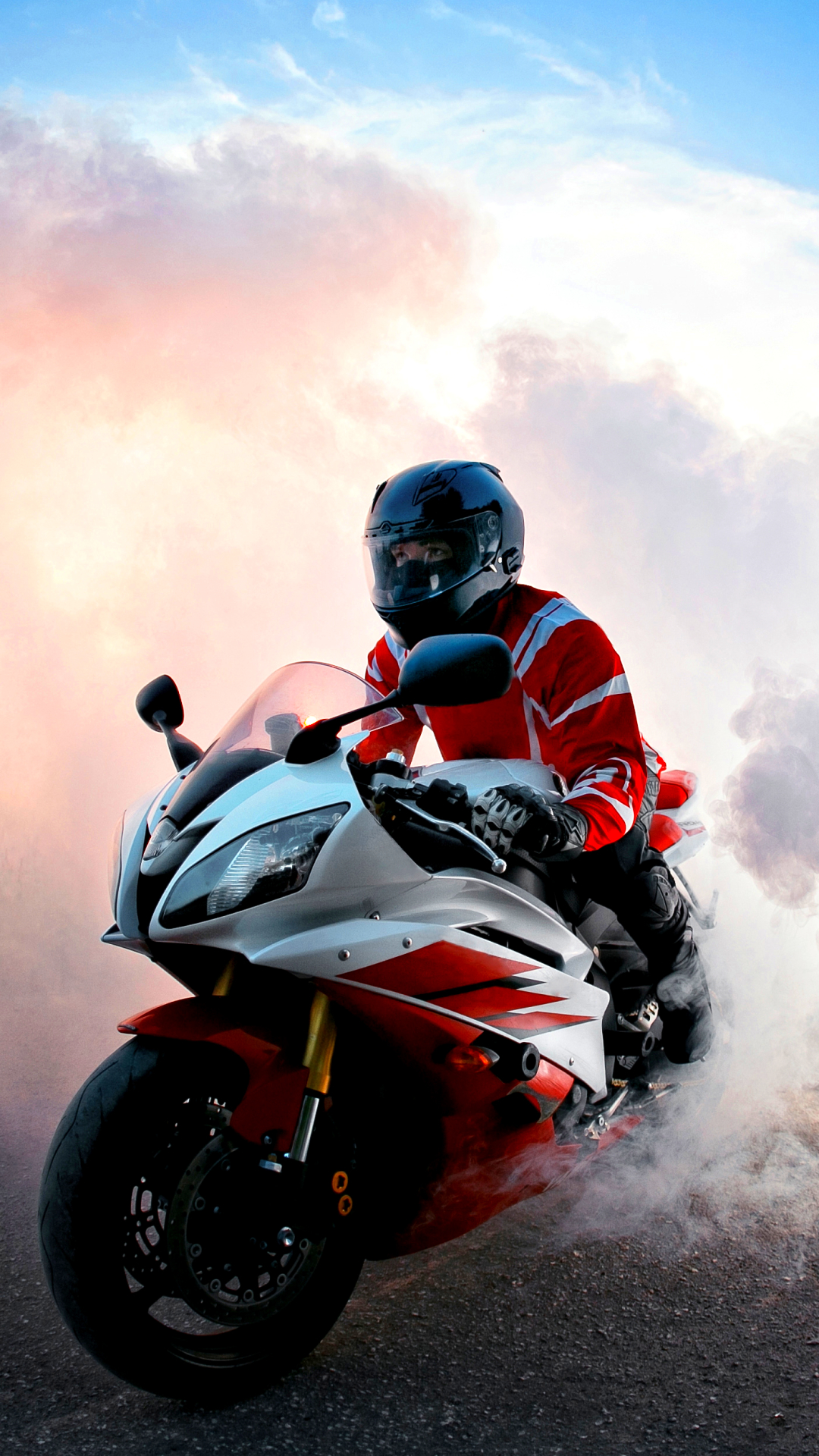 Download mobile wallpaper Smoke, Motorcycles, Motorcycle, Vehicle, Vehicles for free.